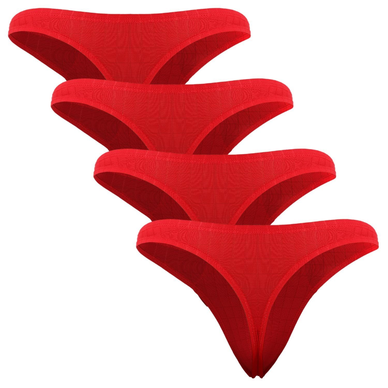 Fabio Farini String Herren Unterhosen - Männer Tangas aus atmungsaktiver Mikrofaser (4-St) im sportlichen Look mit Karo-Muster