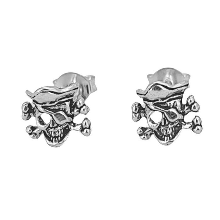 Kiss of Leather Paar Ohrstecker Skull Pirat Ohrring 925 Silber Ohrringe Ohr Sterling Silber