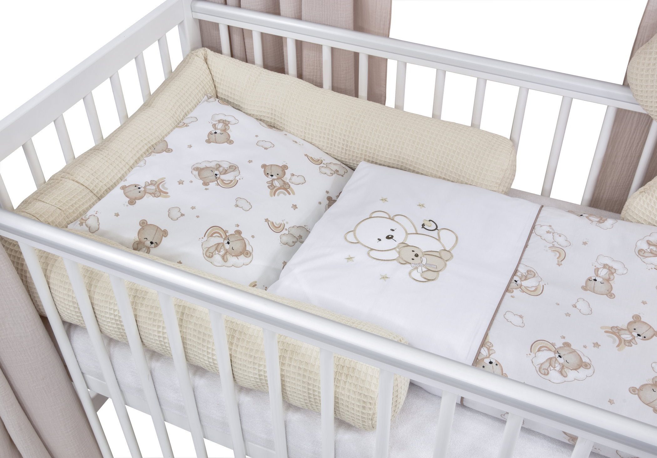 Baby-Delux Komplettbett Hausbett Babybett Komplettset Waffelpique Musselin, günstig online kaufen