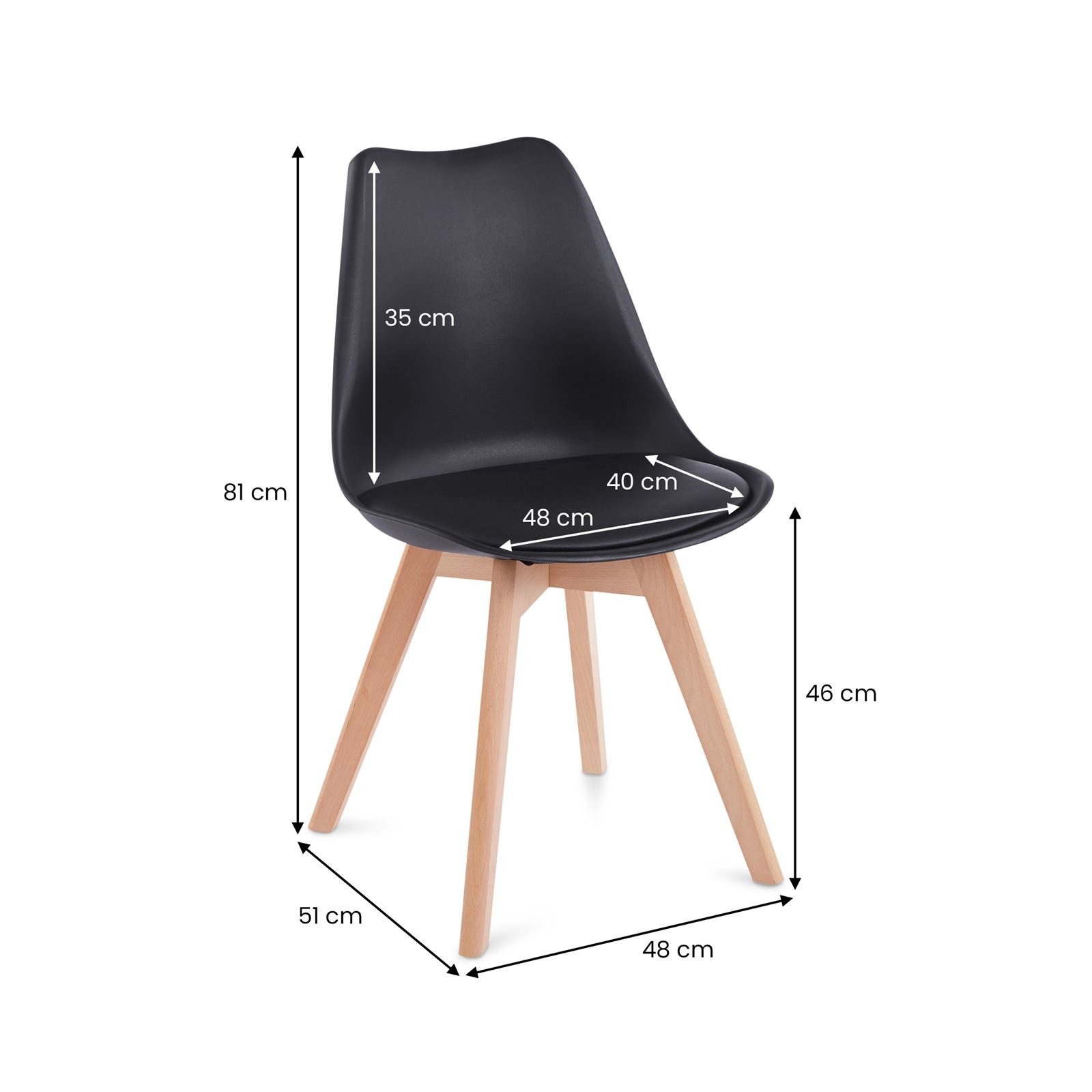 IDIMEX Esszimmerstuhl ABBY (4 St), Esszimmerstühle 4er Set mit ergonomischer Rückenlehne Schwarz