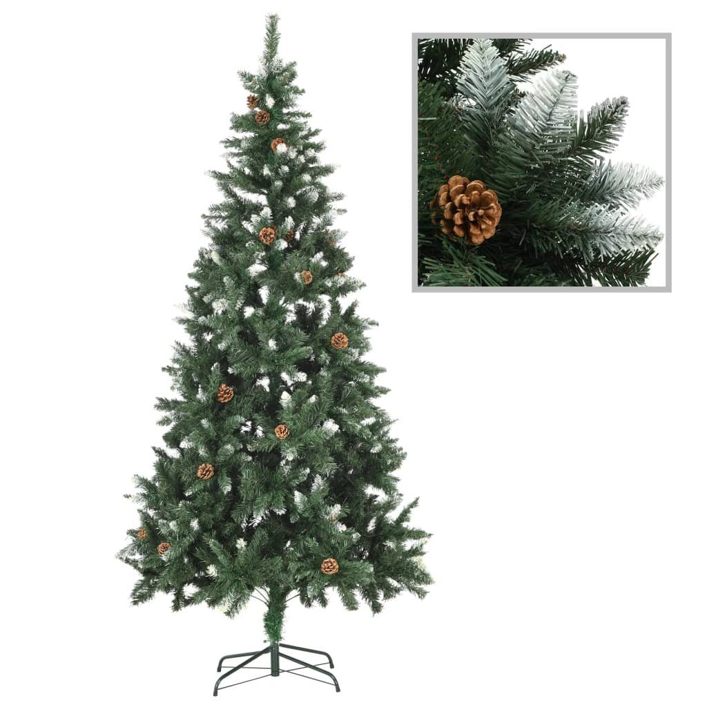 vidaXL Künstlicher Weihnachtsbaum Künstlicher Weihnachtsbaum Kiefernzapfen Weißem Glitzer 210 cm