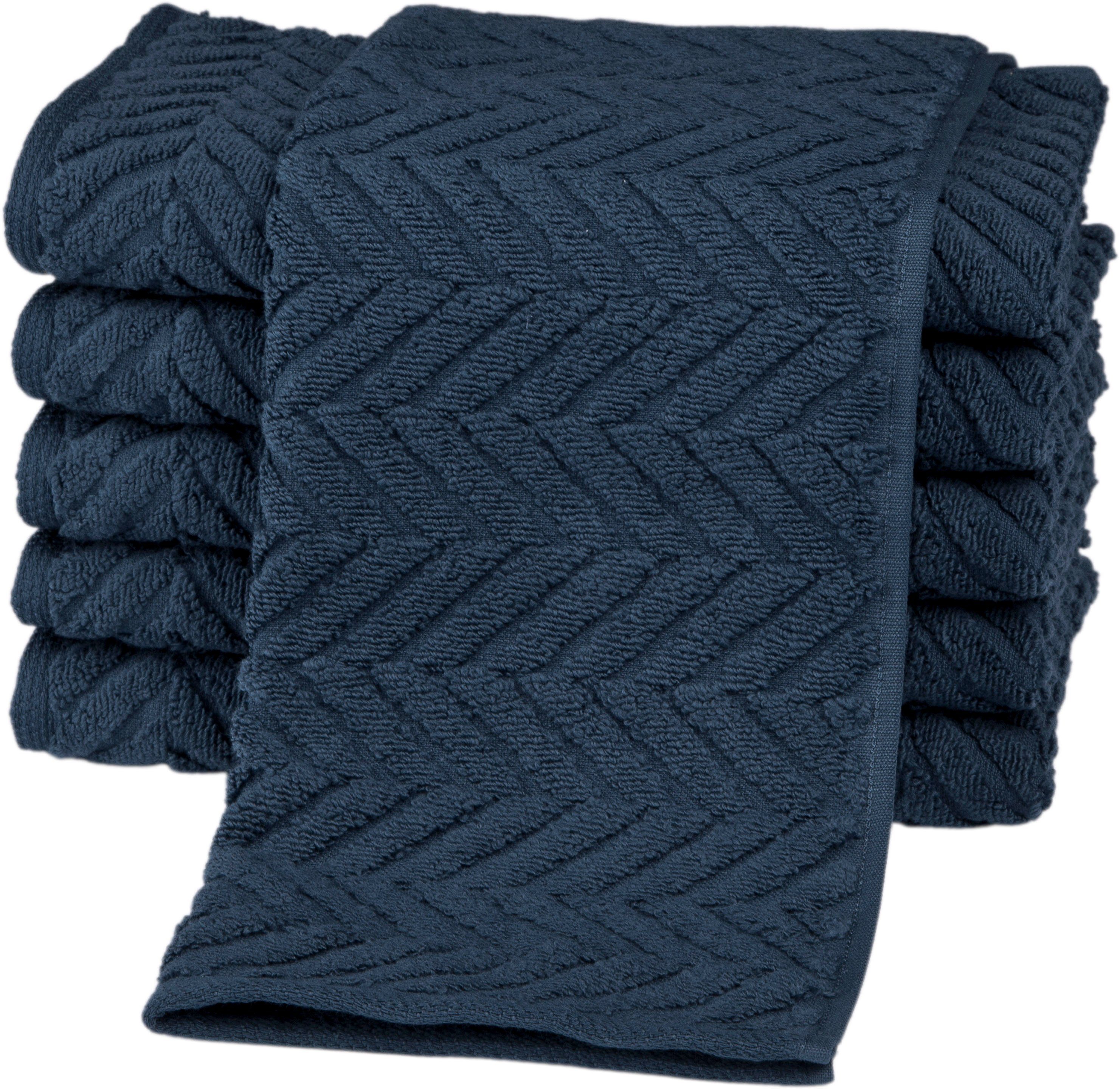 (6-St), Sensual 9001, Frottier Gästehandtücher ROSS nachtblau 100% Baumwolle