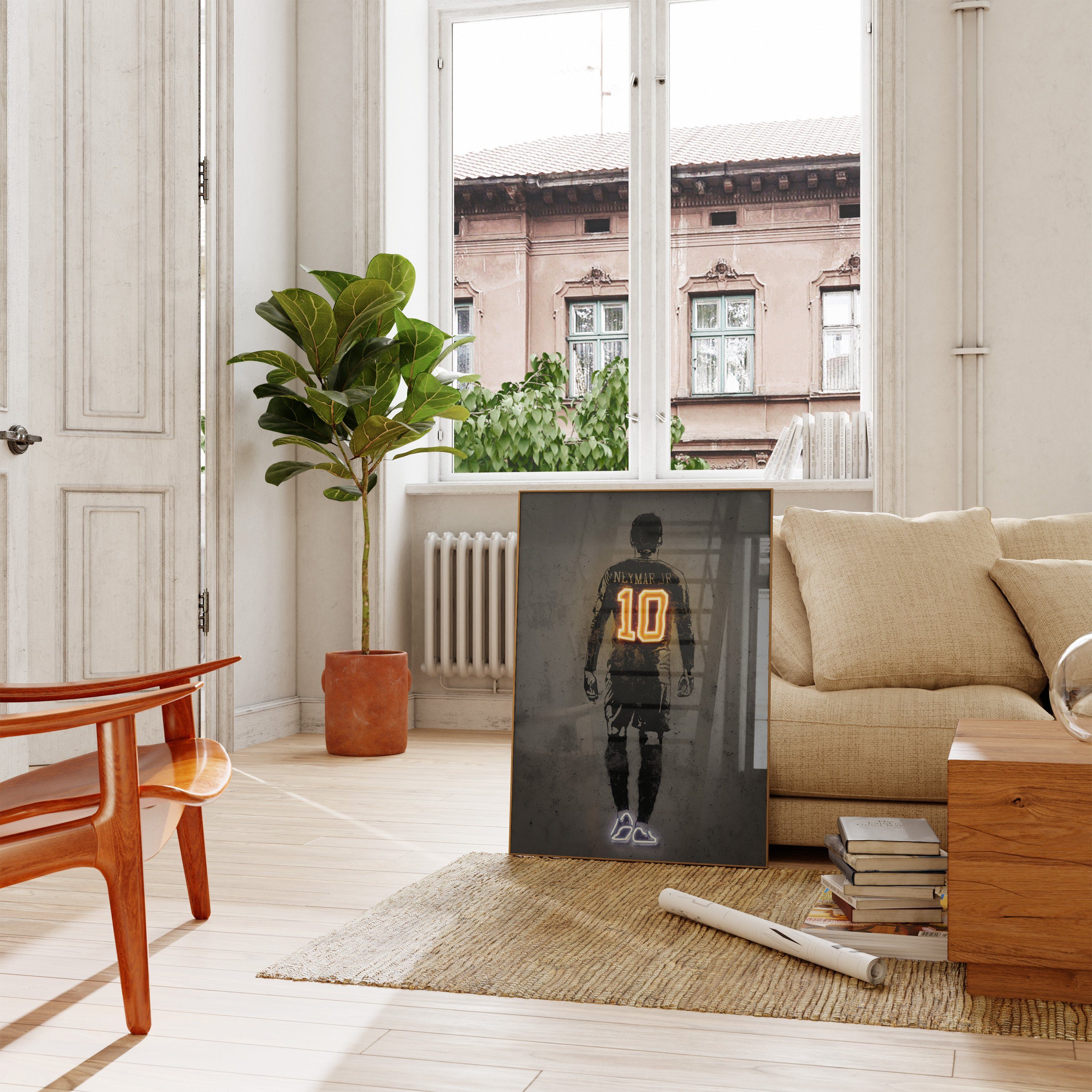 JUSTGOODMOOD Poster Premium ® Neymar Junior Fußball Poster · Neon Effekt · ohne Rahmen