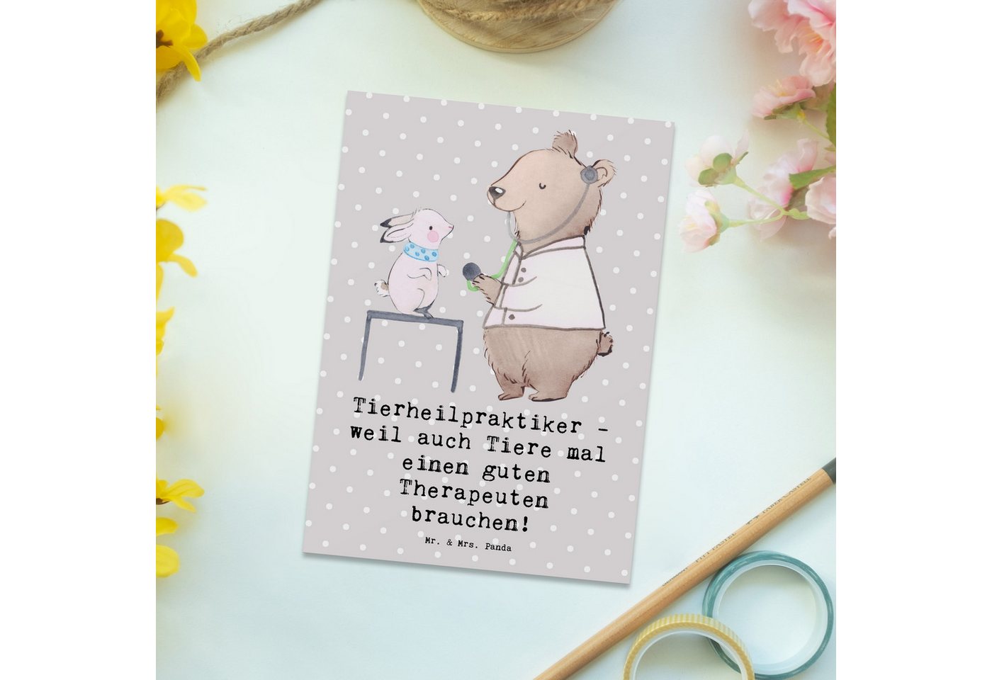 Thumbnail - Mr. & Mrs. Panda Postkarte Tierheilpraktiker - weil auch Tiere mal einen guten Therapeuten brauc