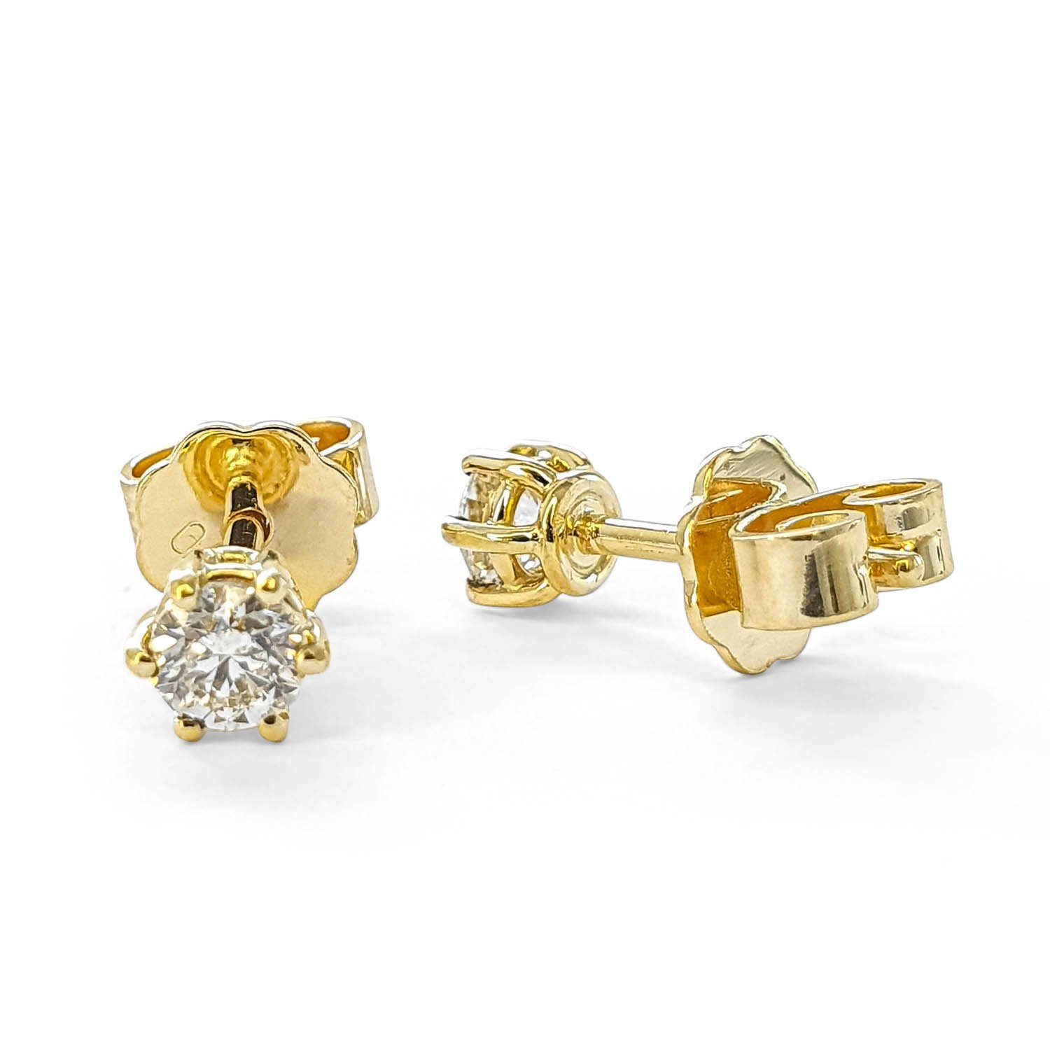 Webgoldschmied Paar Ohrstecker Diamant Ohrstecker 750 Gold mit 2 Diamanten Brillanten 0,40 F/IF