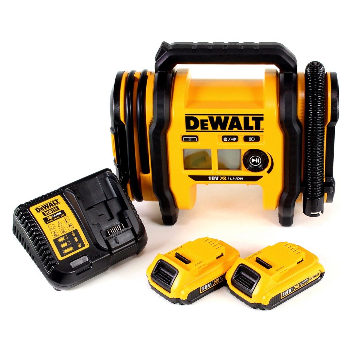 DeWalt Akku-Handkompressor DCC 018 N Akku Luftkompressor 18V 11bar KFZ + 2x Akku 2,0Ah