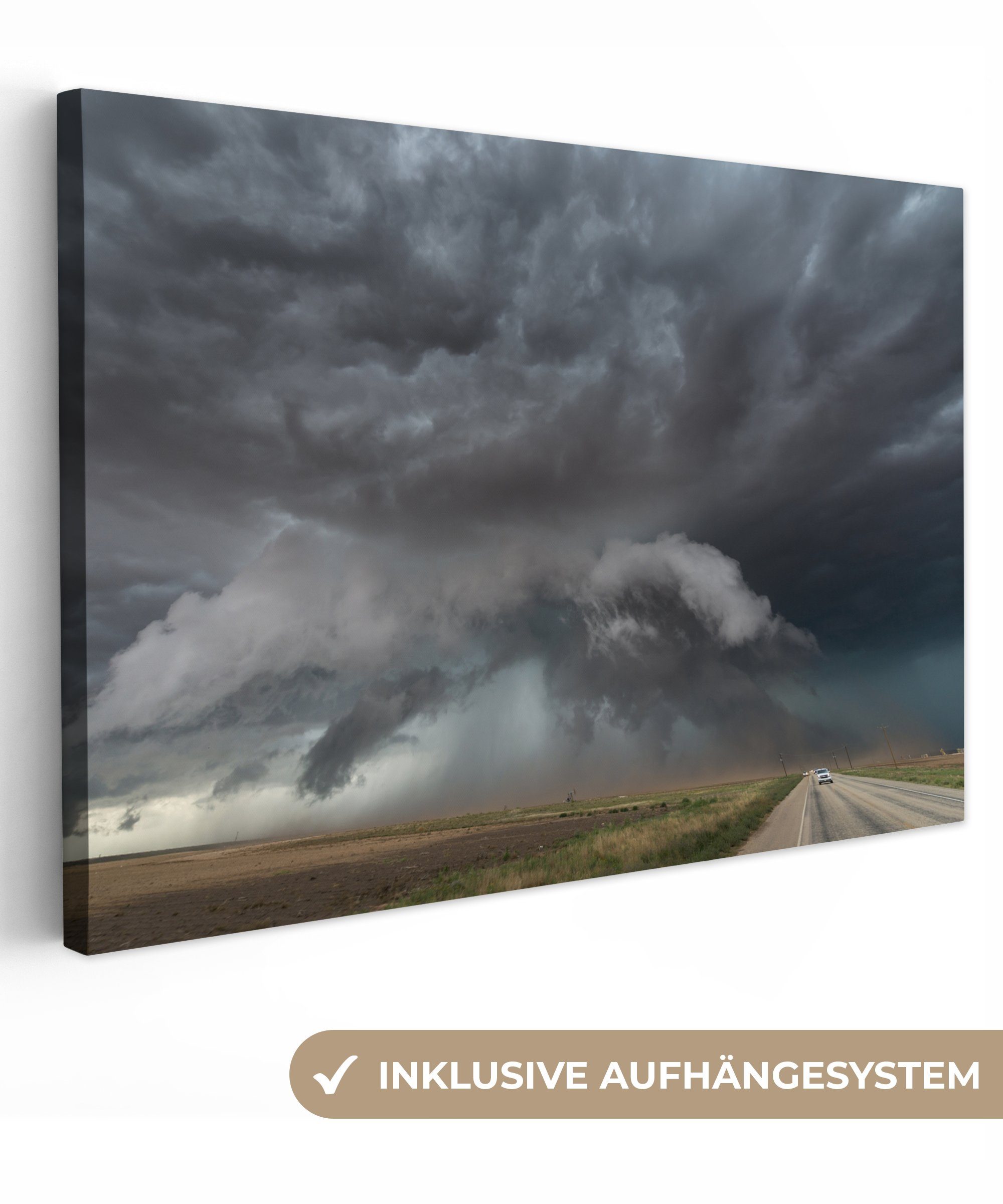 OneMillionCanvasses® Leinwandbild Tornadoverfolgung Texas, (1 St), Wandbild Leinwandbilder, Aufhängefertig, Wanddeko, 30x20 cm