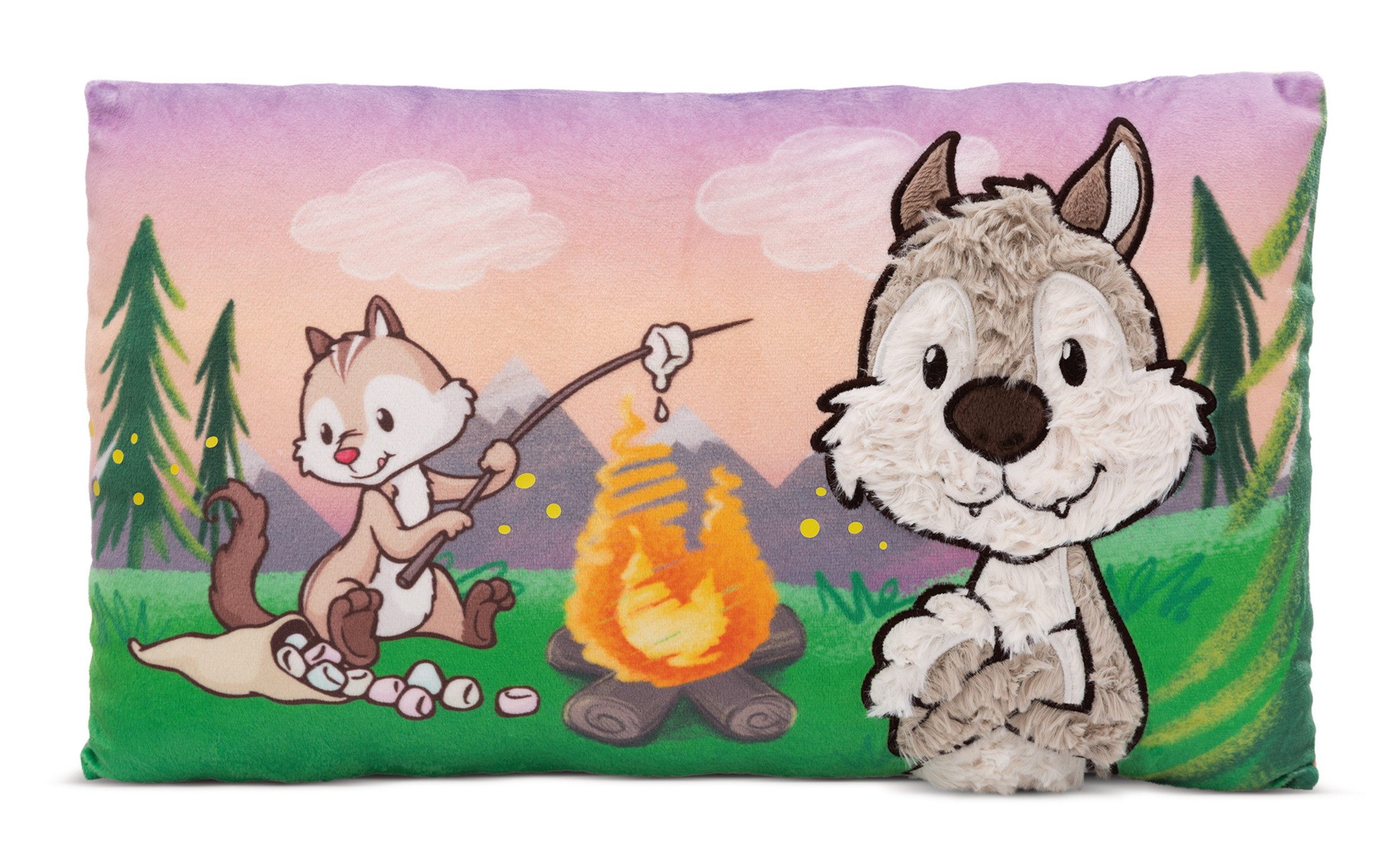 Nici Dekokissen 49954 - Wolf Winny & Streifenhörnchen Jojo, 43 x 25 cm
