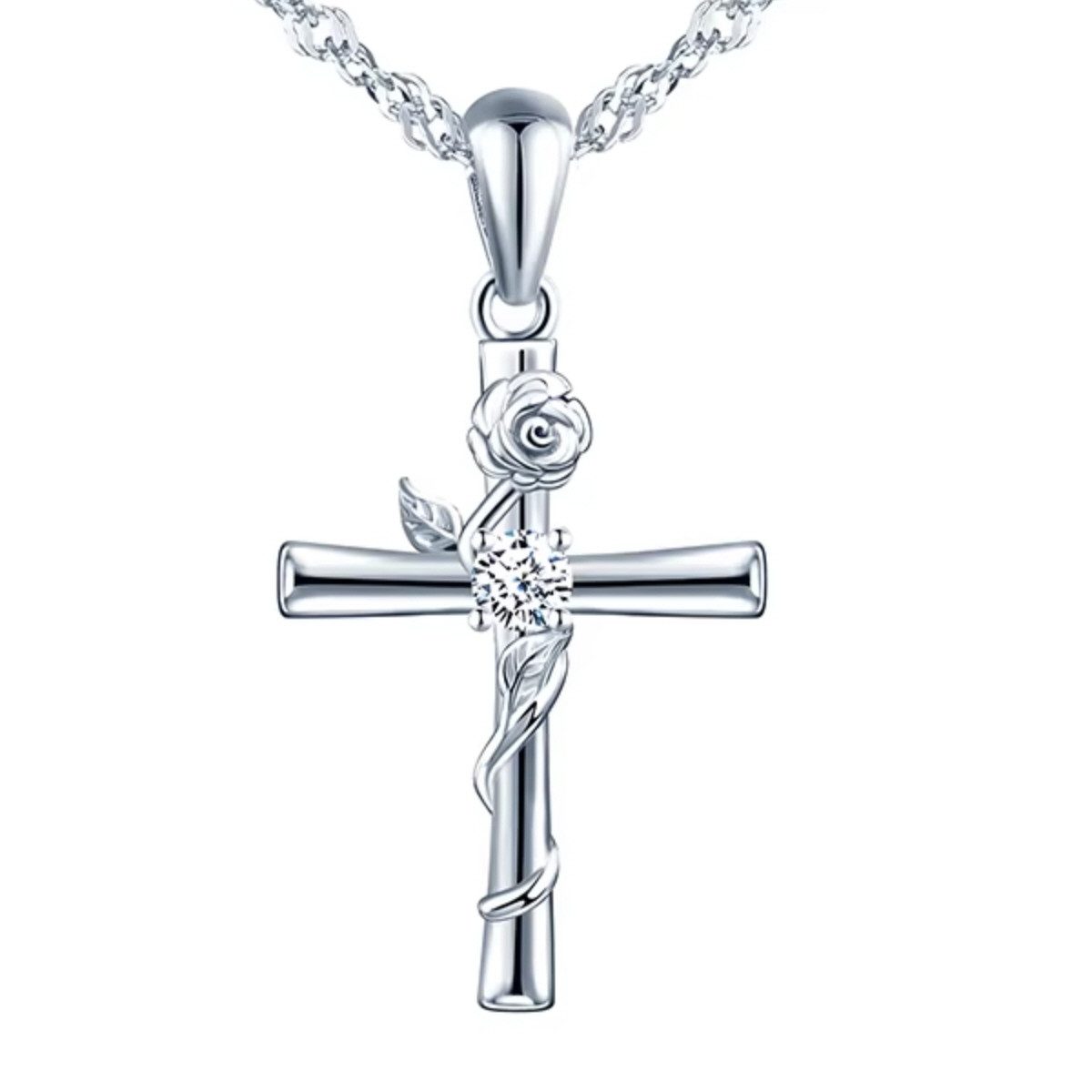 ELLAWIL Kreuzkette Silberkette Damen Halskette mit Kreuzanhänger Jesus-Kreu günstig online kaufen