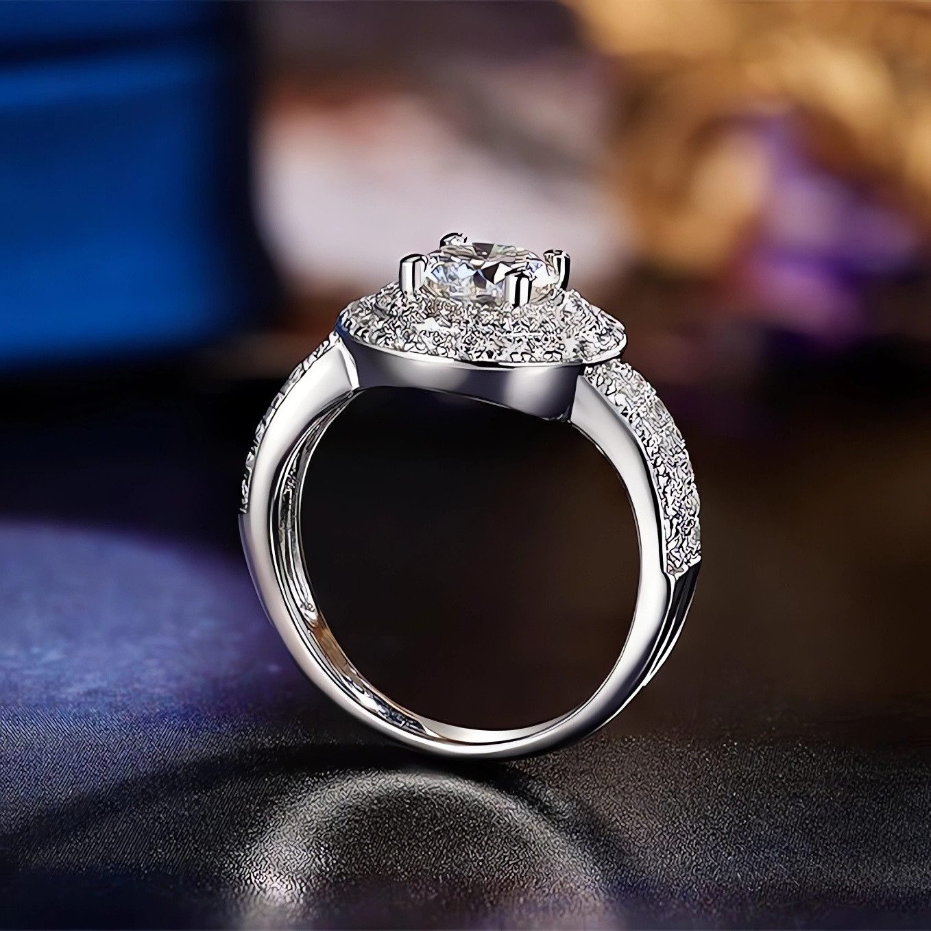 Jumpeak Diamantring Ring Gold Damen 1ct 14K Gold E VS2 3EX Rund Diamantring für Hochzeit, Lab Grown Diamant Ring, Verlobungsring, Geschenk für Muttertag