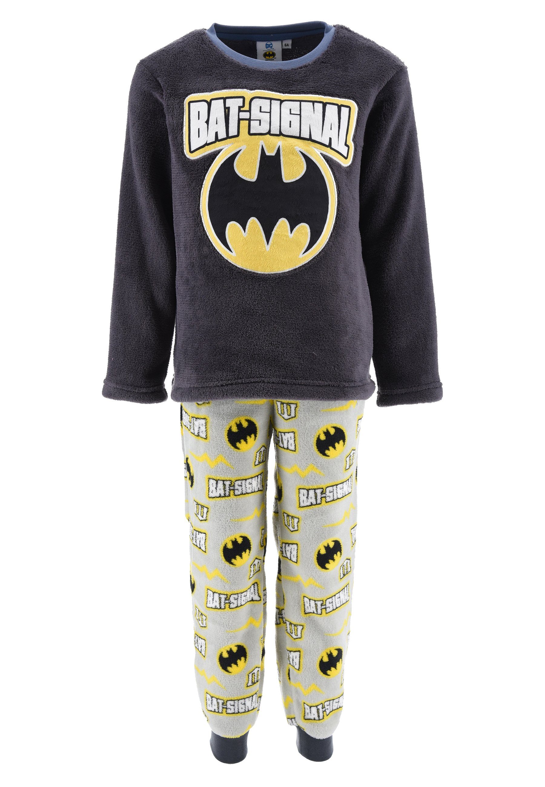 ONOMATO! Schlafanzug Bat-Signal Kinder Jungen Pyjama langarm Nachtwäsche (2 tlg) Grau