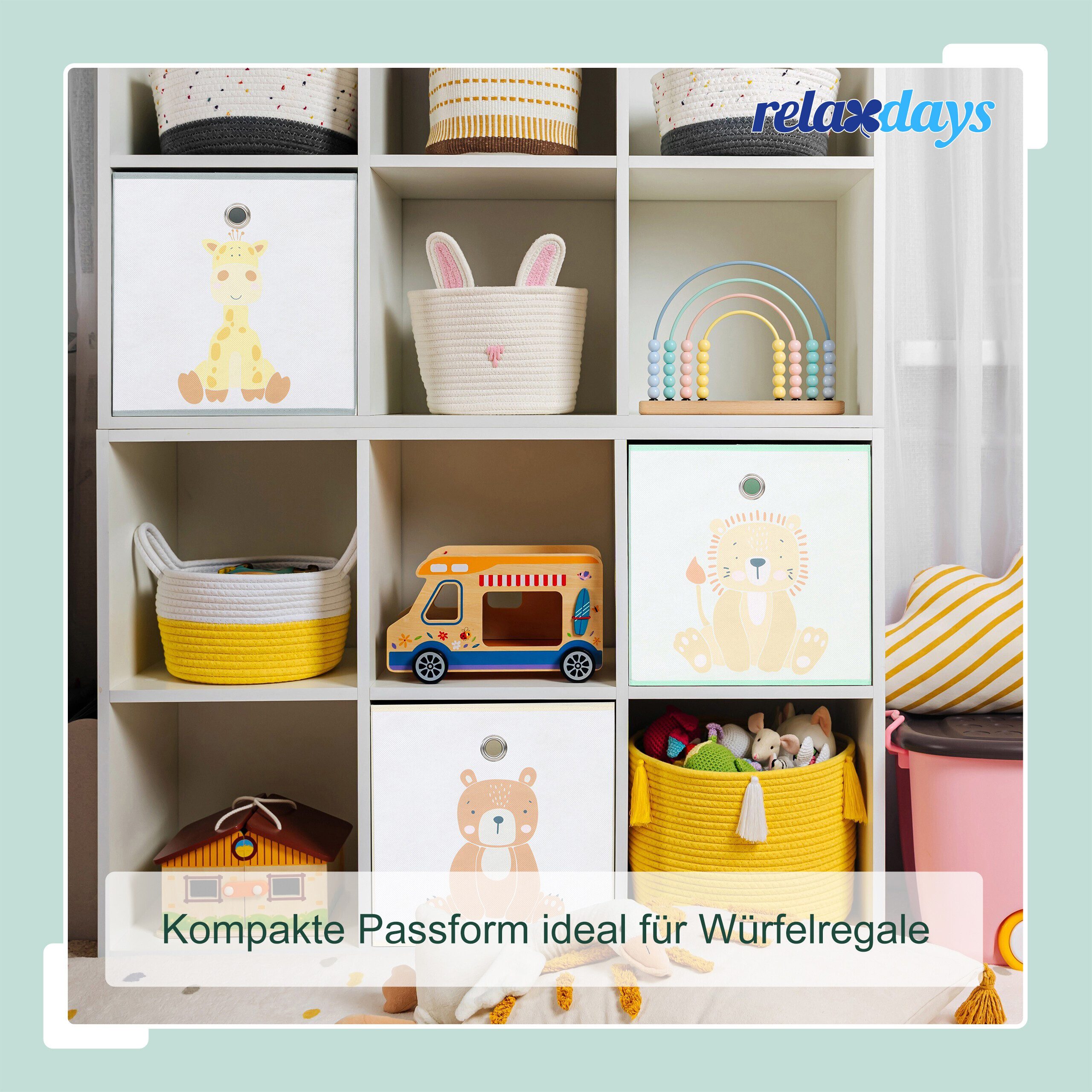 relaxdays Faltbox Kinder Aufbewahrungsboxen im 3er Set (3 St), C – Bild 2 von 5
