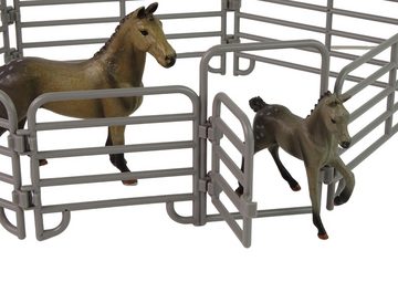 LEAN Toys Spielfigur Farm-Figurenset Pferde Bauernhof Set Pferdegehege Tiere Schubkarre Hof