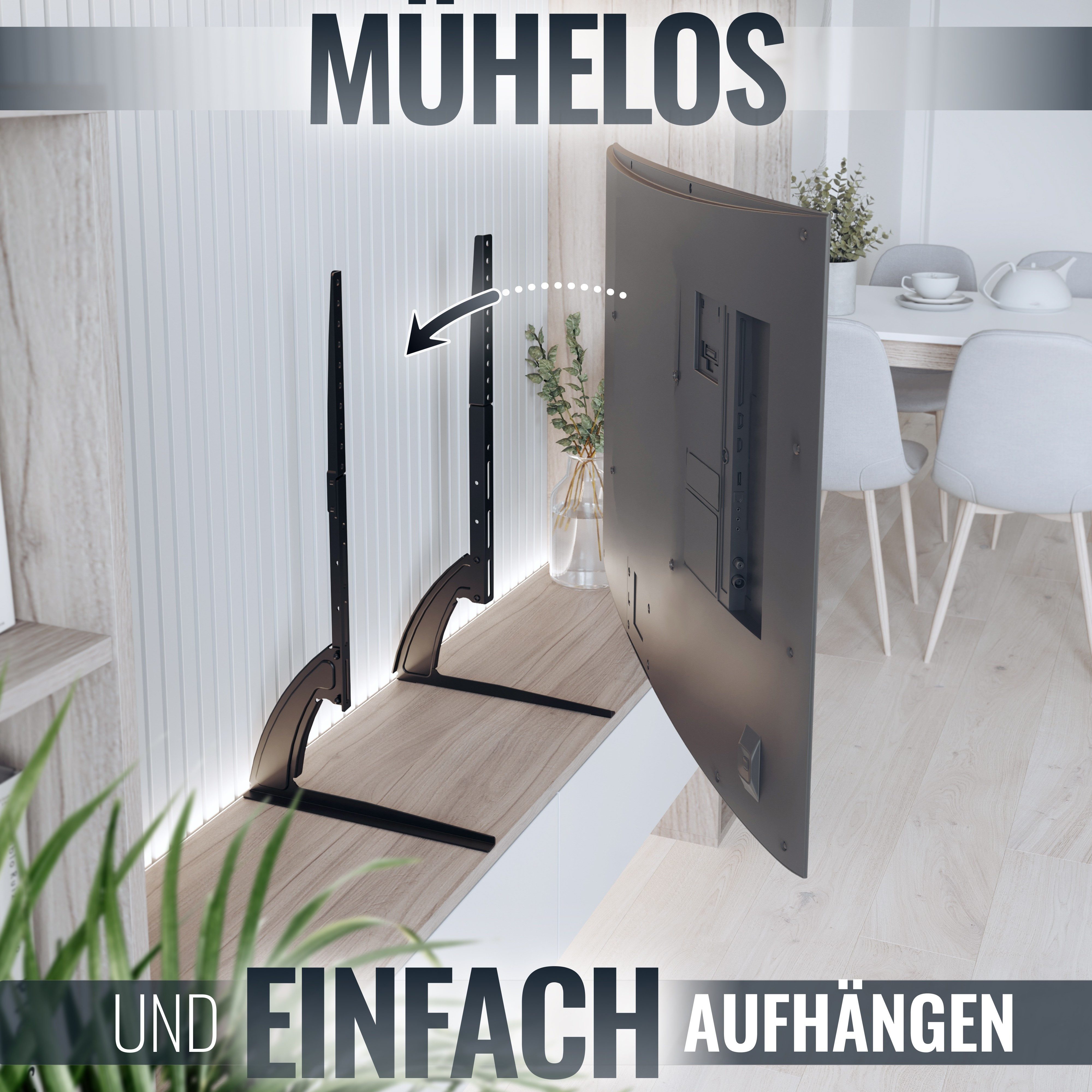 RICOO TV-Standfuß TV Standfuß höhenverstellbar VESA bis 800x400 mm FS502, (bis 65 Zoll, 2-tlg., TV Ständer Ersatz Füße Fernseher Standfuß Stativ Fernseherständer)