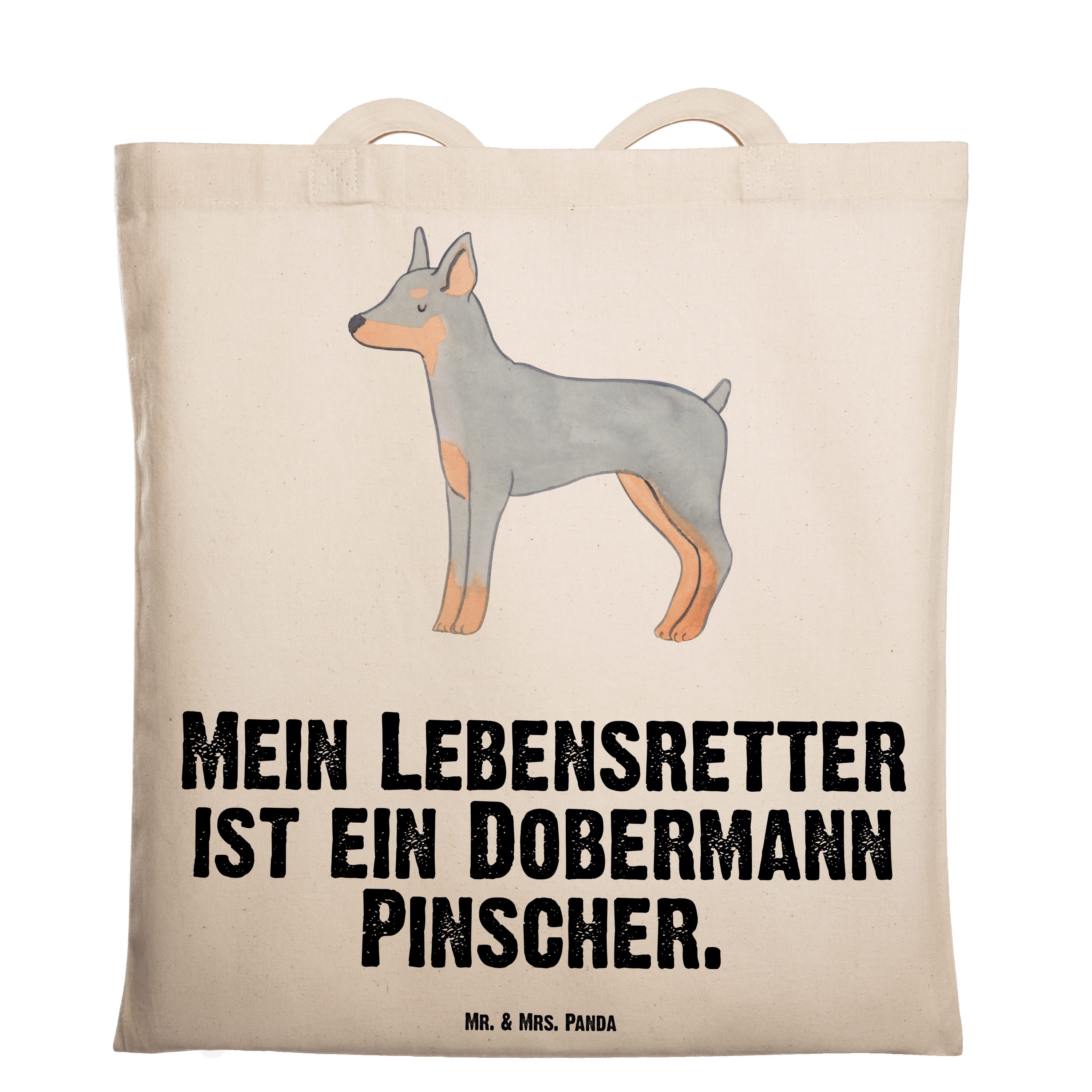 Mr. & Mrs. Panda Tragetasche Dobermann Pinscher Lebensretter - Transparent - Geschenk, Hund, Beute (1-tlg)