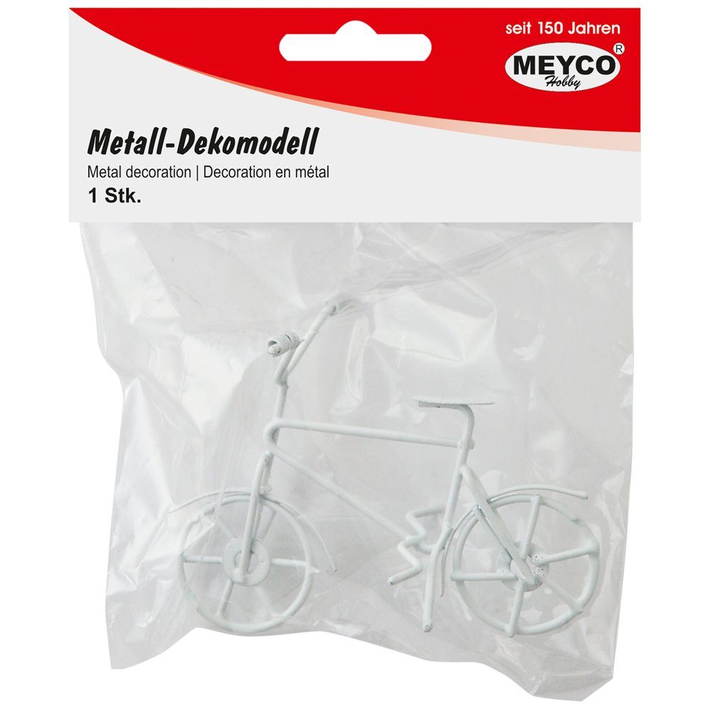 10 cm Metall-Deko x MEYCO -weiß- 6 Dekofigur 'Fahrrad' Hobby
