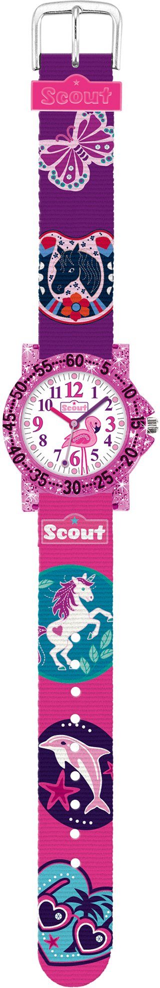 Scout Quarzuhr The IT-Collection, 280375017, Einhorn-Delphin-Delfin,  Herzmotiv, Lernuhr, ideal auch als Geschenk | Quarzuhren