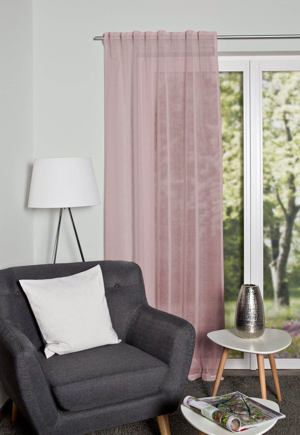 HOME WOHNIDEEN Vorhang 53300 Fertigschal Dolly, transparent, mit Kombiband (1 St), Ösen, transparent, Polyester