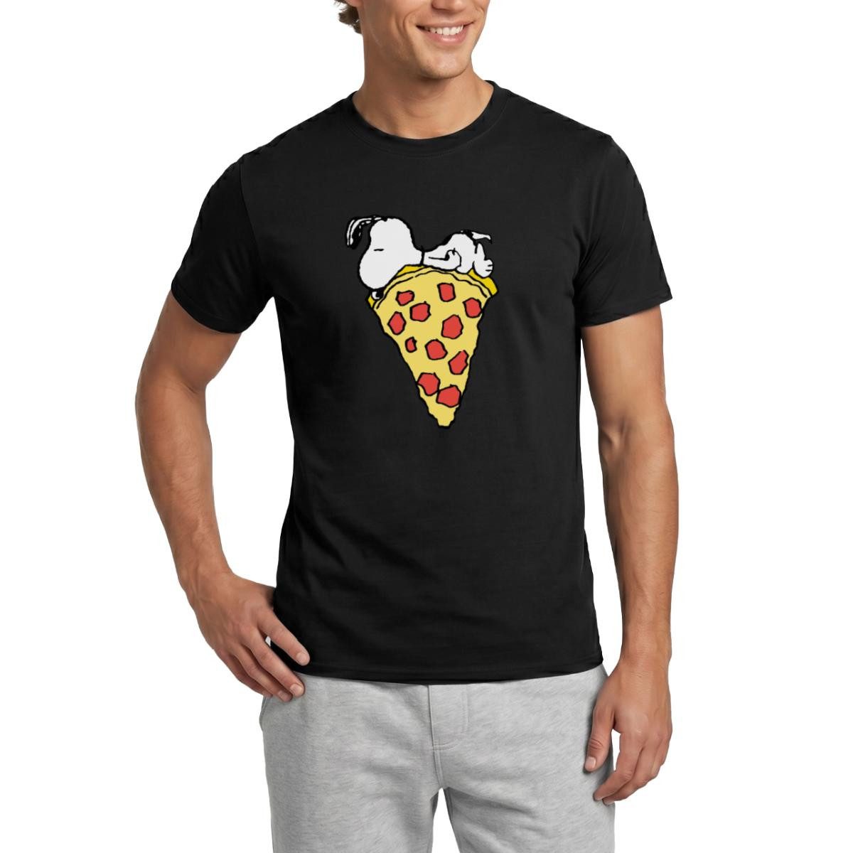 Spreadshirt T-Shirt Peanuts Snoopy Mit Großem Pizzastück Männer T-Shirt (1-tlg)