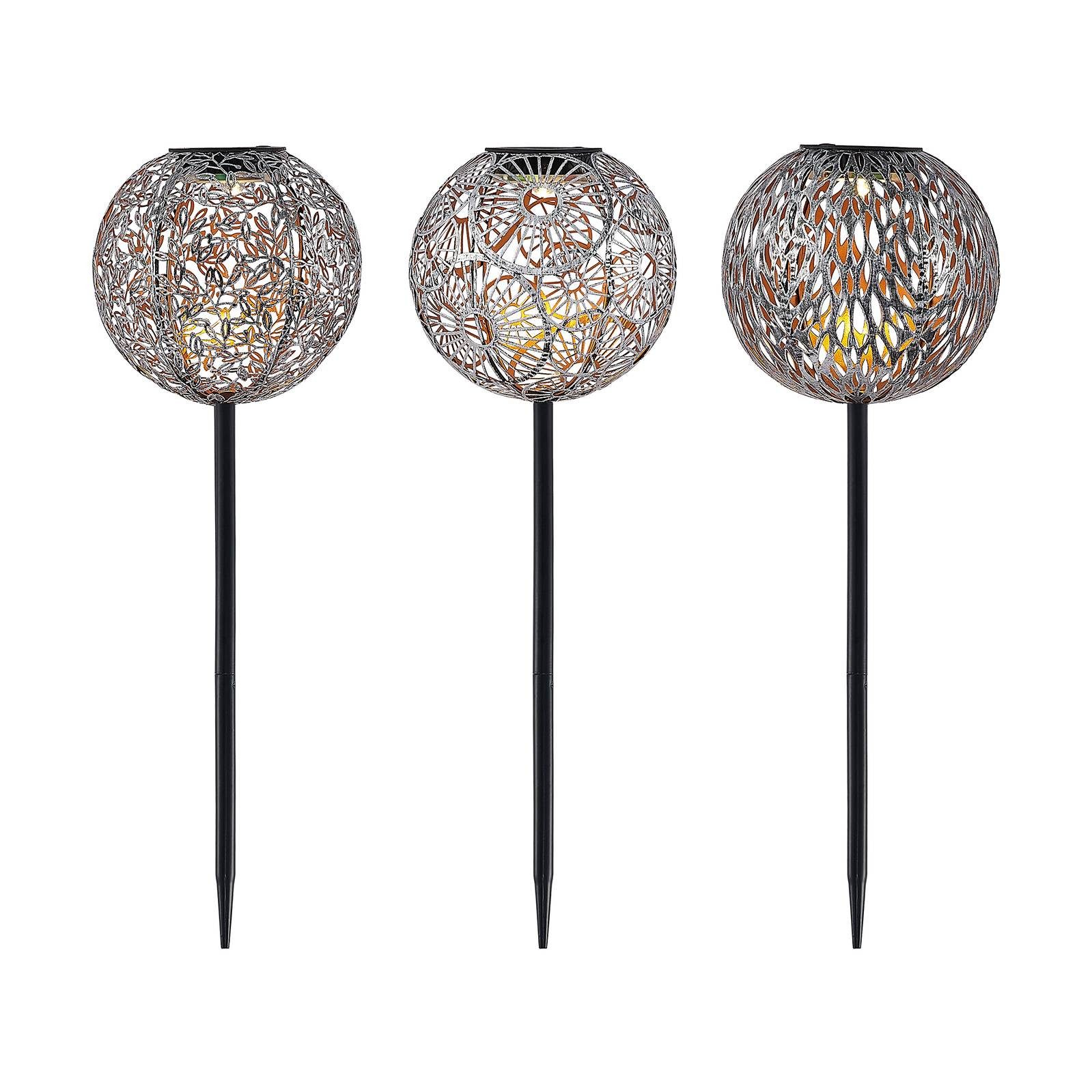 Lindby Außen-Stehlampe Vilani, LED, Metall, Alu warmweiß IP44, 3 x 0,06 W LED, warmweiß