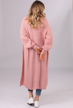 YC Fashion & Style Longstrickjacke Basic Strickjacke Cardigan Verschlusslos mit Einschubtaschen