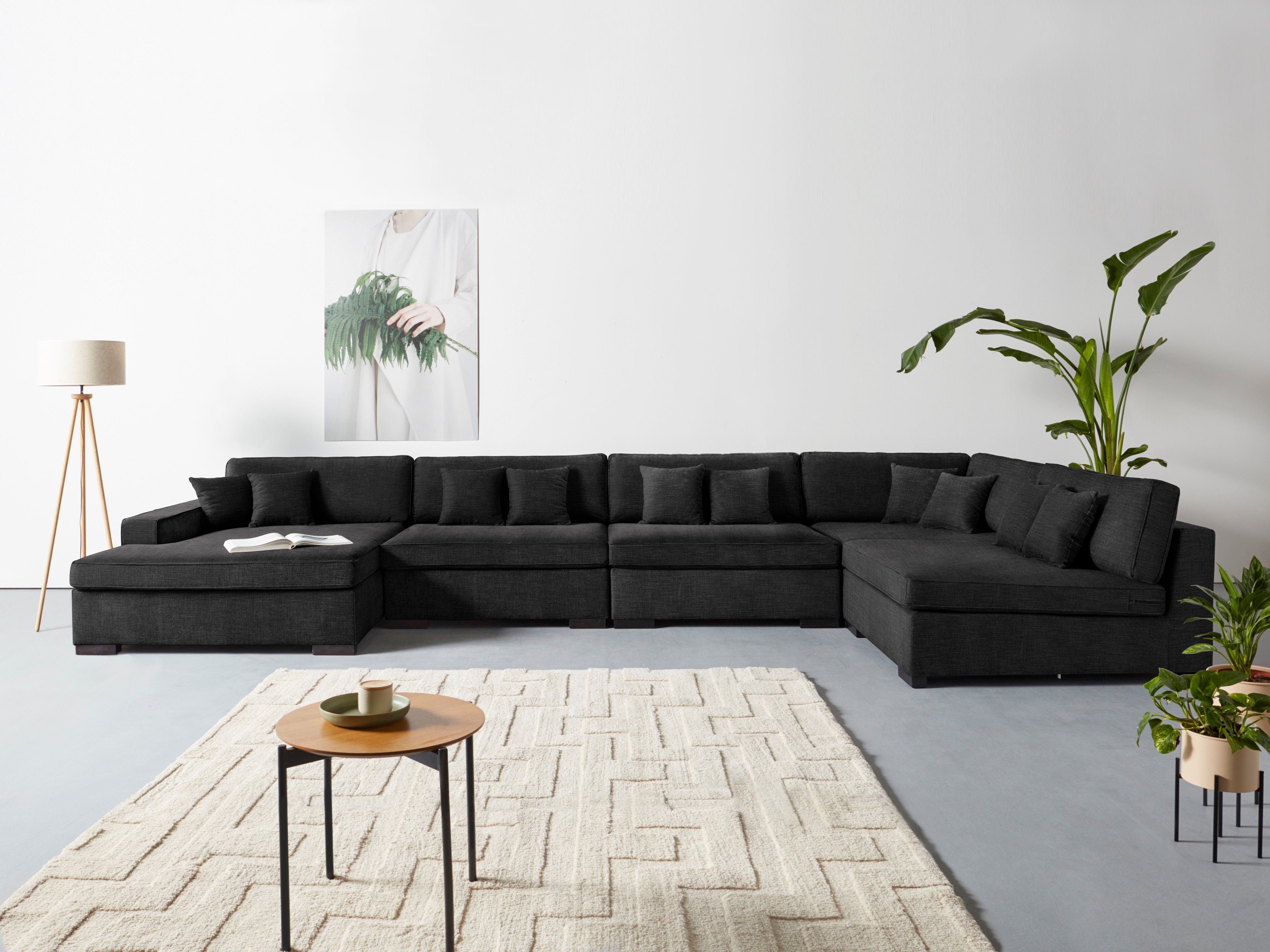Home affaire Wohnlandschaft Skara XXL U-Form, Lounge-Sofa XXL mit Federkern-Polsterung, in vielen Bezugsvarianten