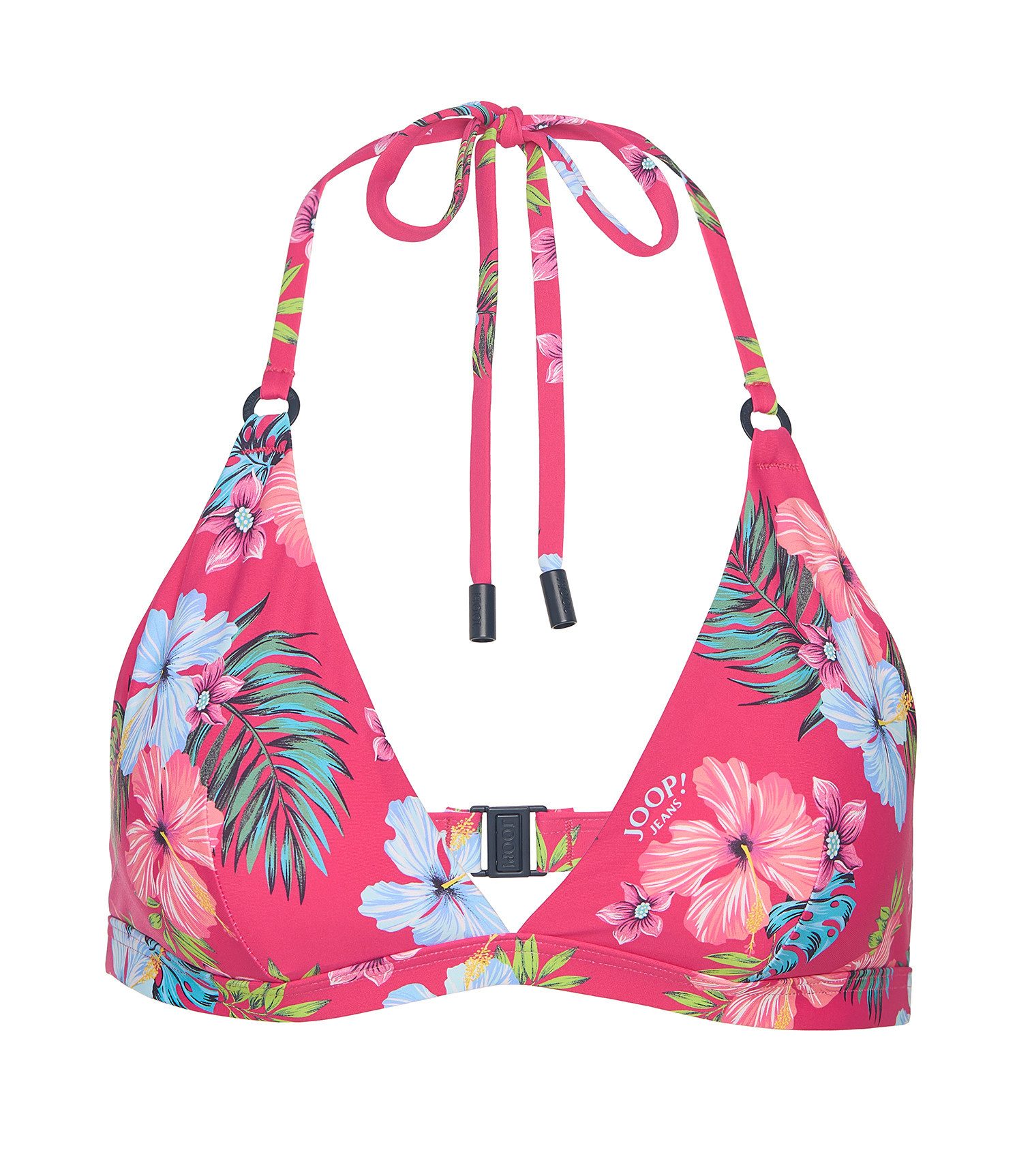 Joop Jeans Triangel-Bikini-Top JEANS! HIBISCUS, Floraler Print, Logo-Details, wattierte Cups