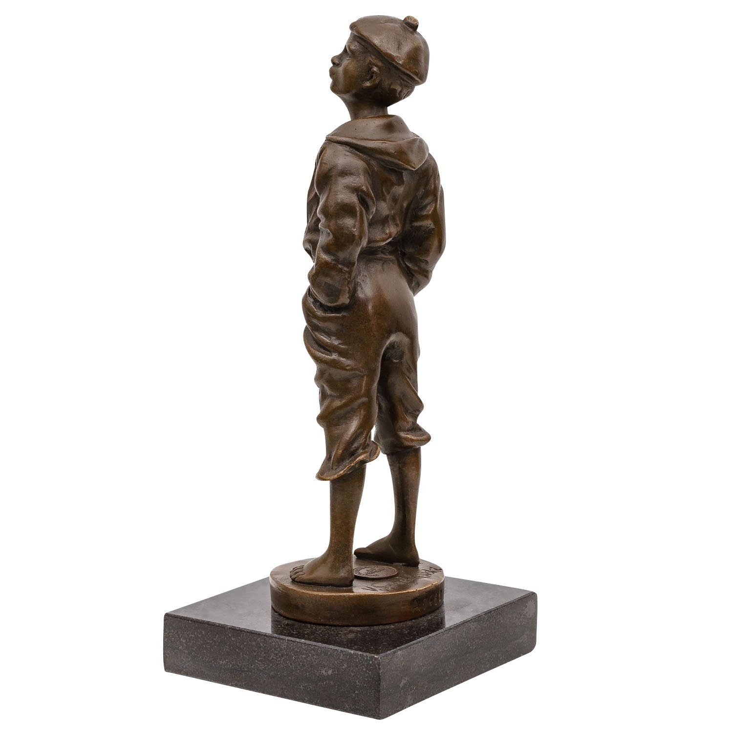 Figur Bronzeskulptur Szczeblewski Skulptur Aubaho Lausbub nach Junge Replik pfeifender