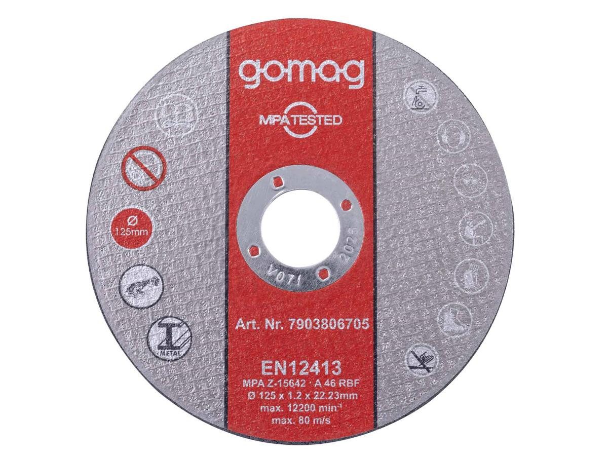 Gomag Trennscheiben 7903806705, Ø 125 mm, (Set, 12-tlg., Abmessung: Ø 125 x 1,2 x 22,23 mm), für Akku Winkelschleifer