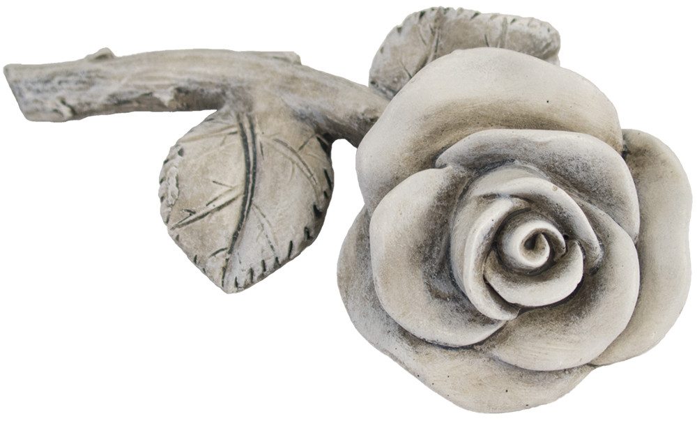 matches21 HOME & HOBBY Dekofigur Rose Blüte mit Stiel & Blatt Grabdeko Poly grau 1 Stk 13,5x7 cm (1 St)