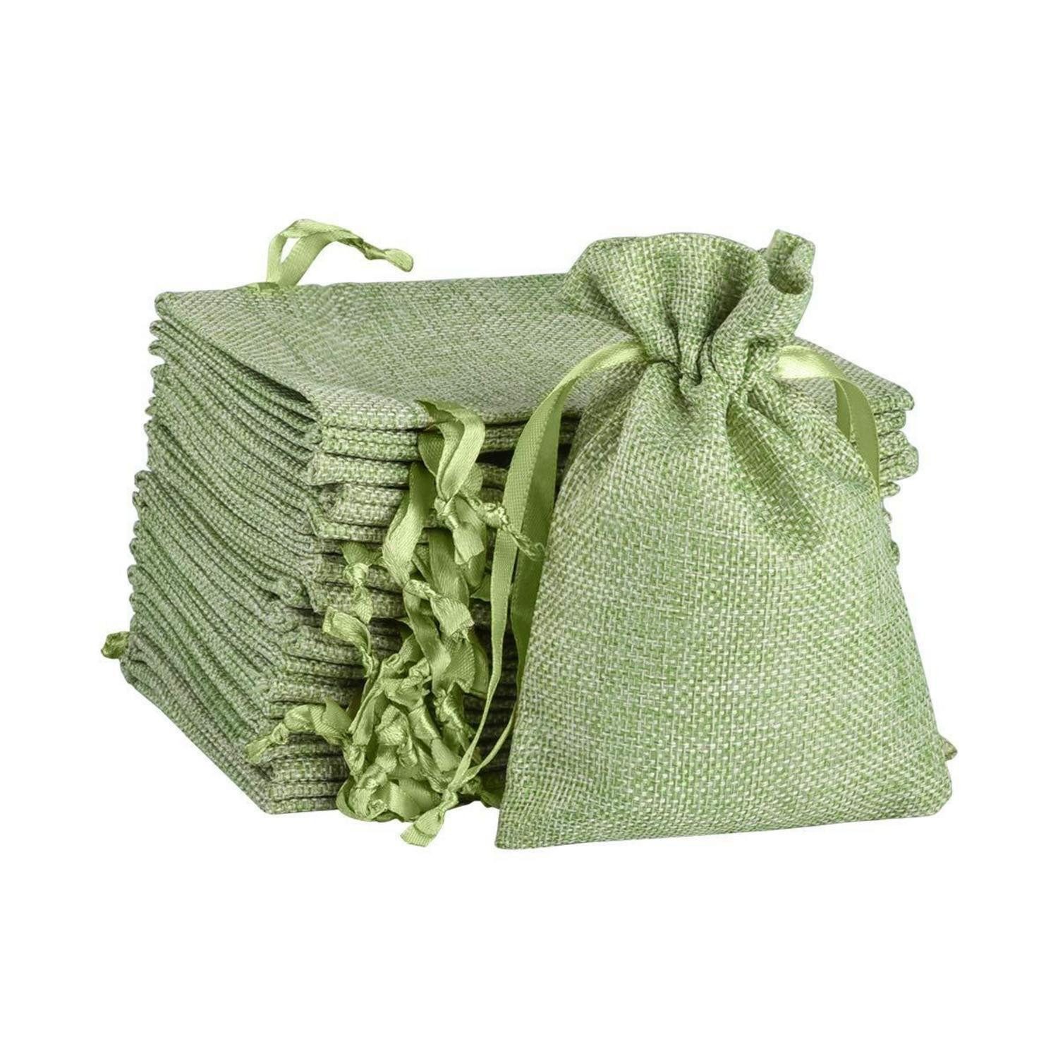LuxusKollektion Jutesäckchen Jutesäckchen Grün 10,5 x 15,5 cm 15 Stück