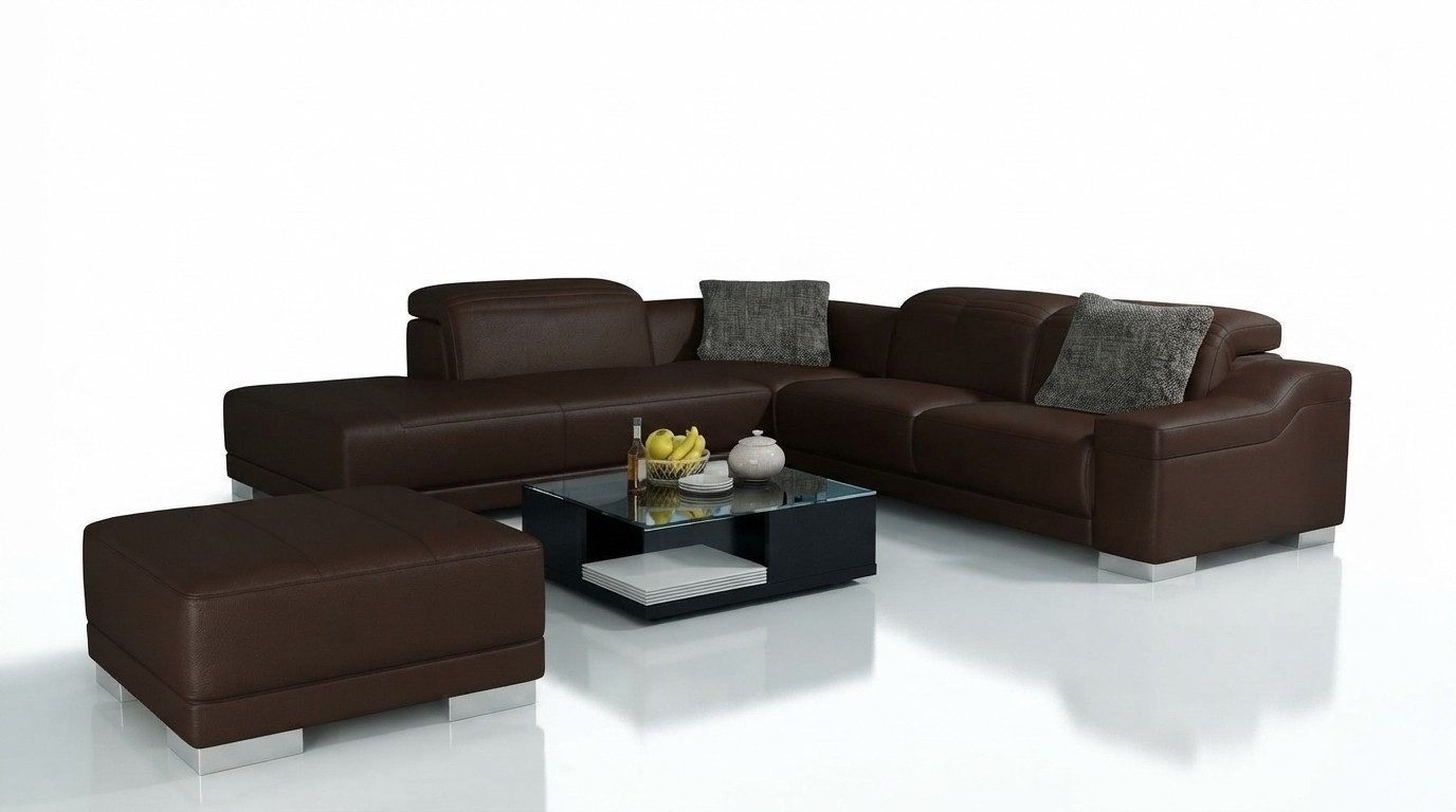 Xlmoebel Ecksofa Elegantes Designer-Sofa in L-Form mit hochwertiger Polsterung, Ecksofa mit Hocker 2 Teile, Hergestellt in Europa