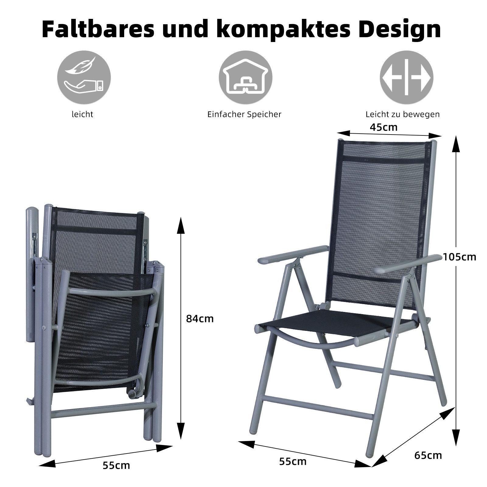 CCLIFE Klappstuhl Gartenstühle Balkonstühle Alu Gartenstuhl günstig online kaufen