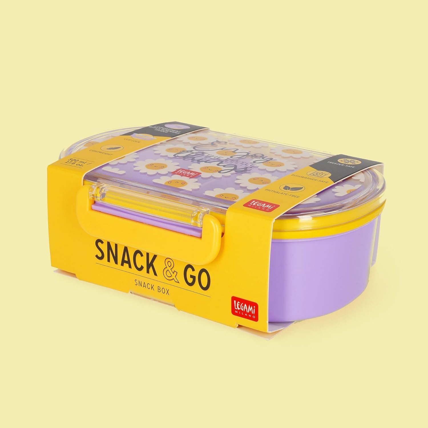 Legami Federmäppchen LEGAMI Snack & Go Lunchbox Daisy 500 ml mit Trenner