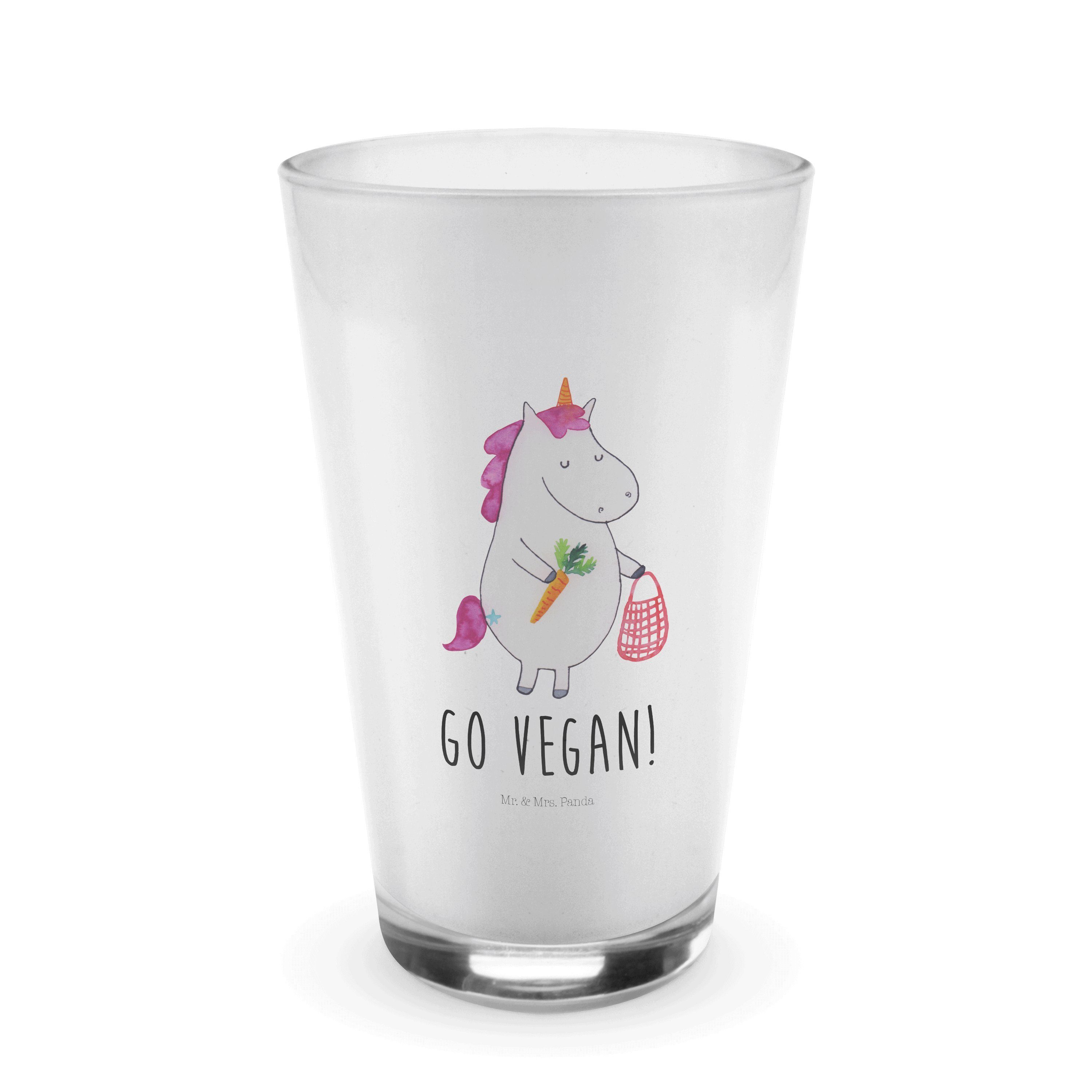Vegan Glas Cappuccino, - Transparent Glas & Mr. Premium Tasse, Panda Mrs. Geschenk, Einhorn Cappuccino -