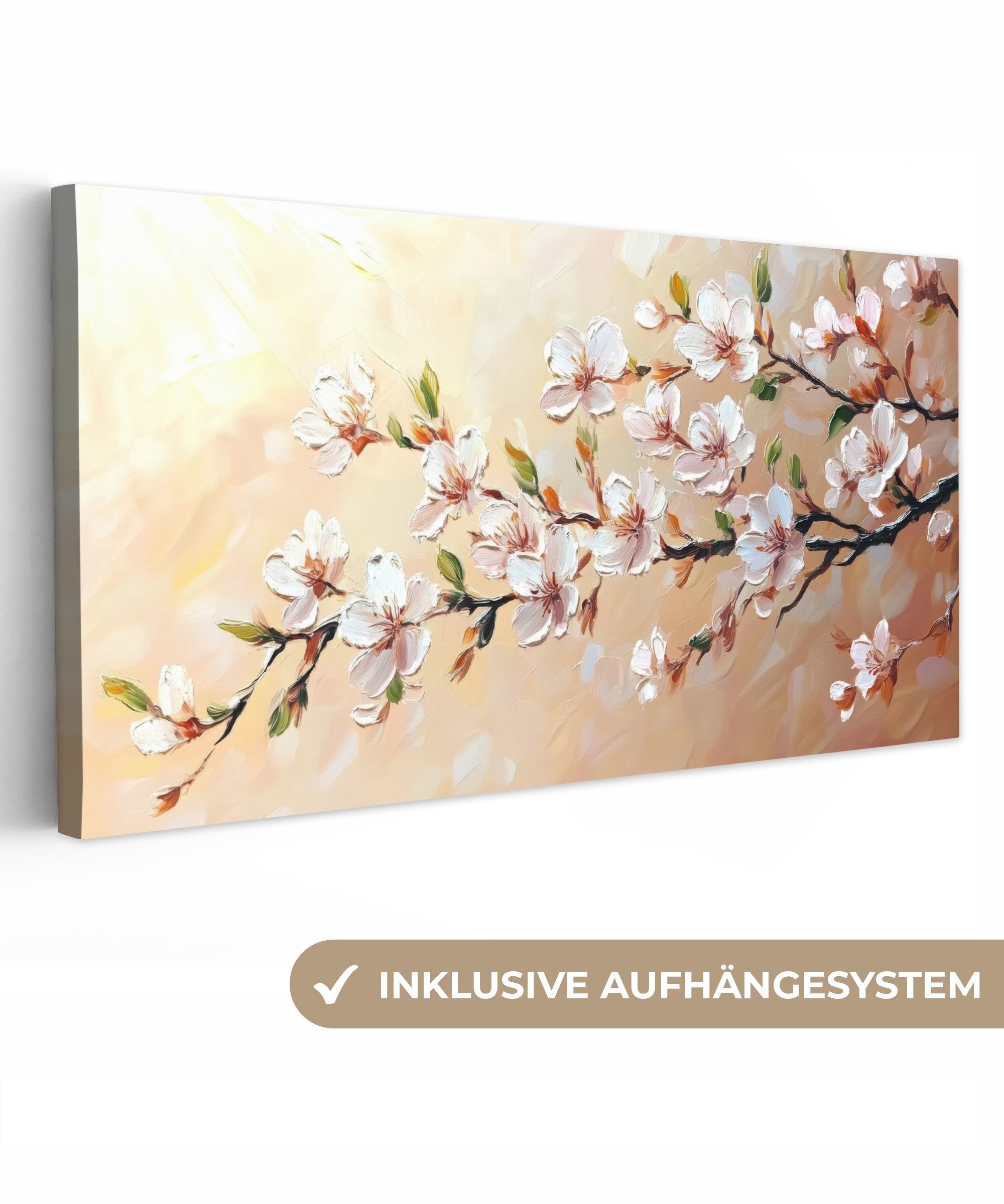 OneMillionCanvasses® Leinwandbild Panorama Blütenzweige - Malerisch günstig online kaufen