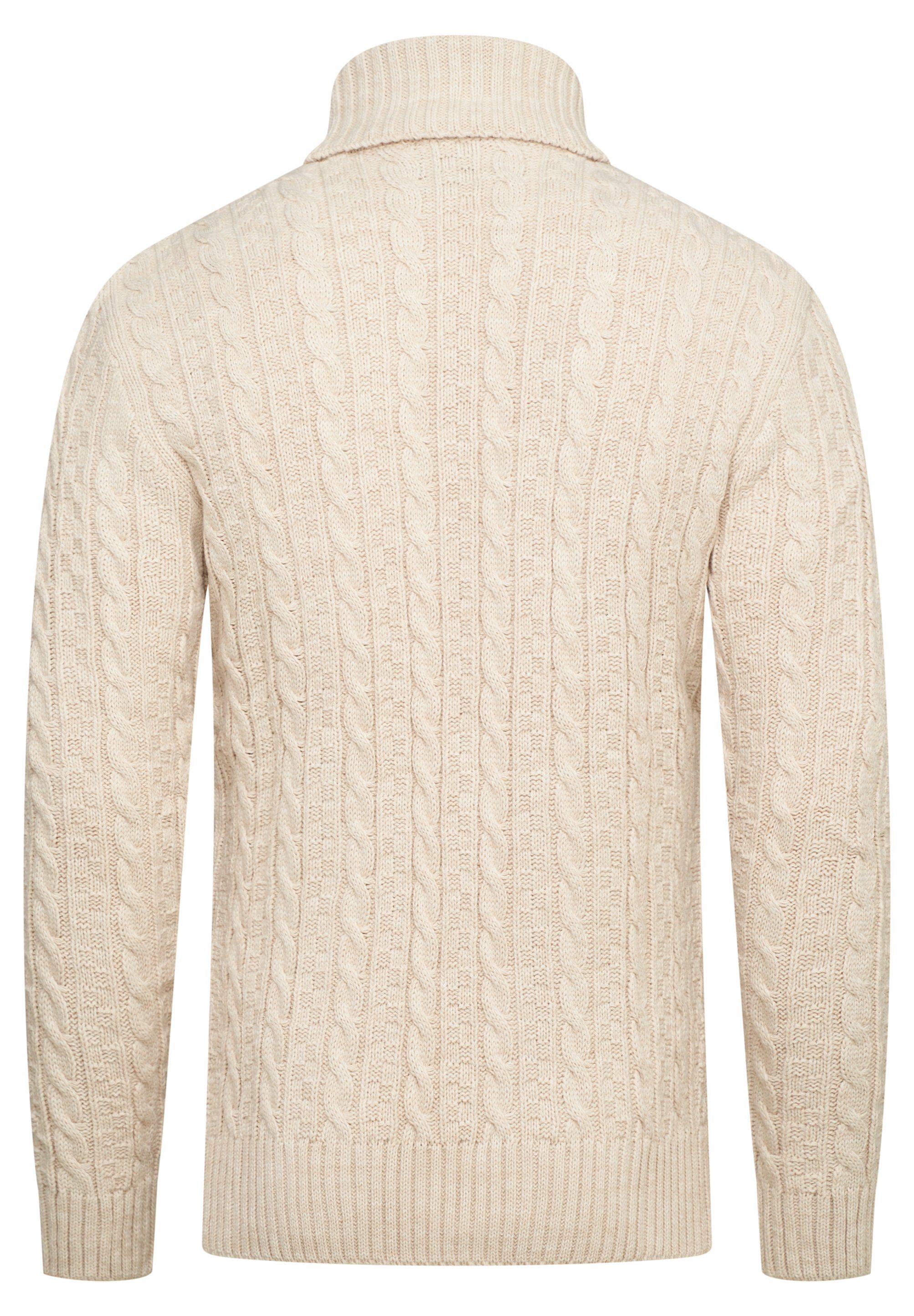 behype Rollkragenpullover BSLANA Grobstrick Zopf-Muster Winterpullover günstig online kaufen
