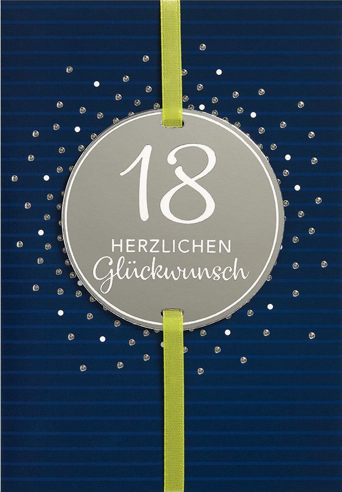 Grußkarten A 18 Geburtstag Volljährigkeit Glückwunschkarte im Format 115x17cm