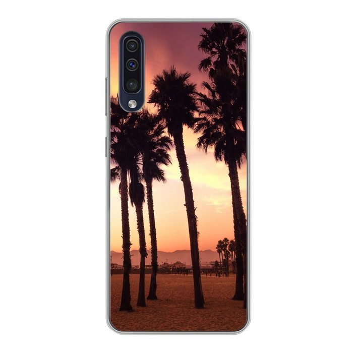 MuchoWow Handyhülle Sonnenuntergang am Strand von Santa Monica Handyhülle Samsung Galaxy A30s Smartphone-Bumper Print Handy