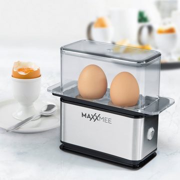 MAXXMEE Eierkocher Kompakt 2 Frühstückseier, Anzahl Eier: 2 St., 250,00 W, einfach Eierkocher ohne geplatzte Eierschalen