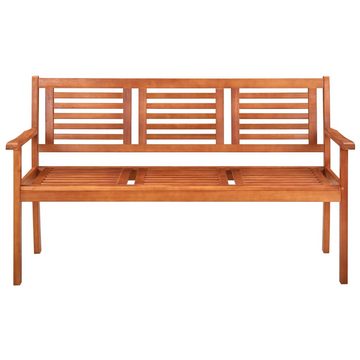 furnicato Gartenbank 3-Sitzer-mit Auflage 150 cm Massivholz Eukalyptus
