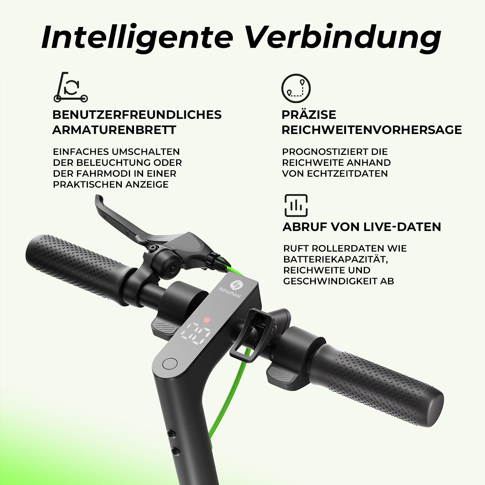 iSinwheel E-Scooter 10 Zoll Elektroscooter 500W Vollreifen mit Straßenzulassung, 500,00 W, 20,00 km/h, Ladegerät/Tasche/Installationswerkzeug/APP – Bild 4 von 5