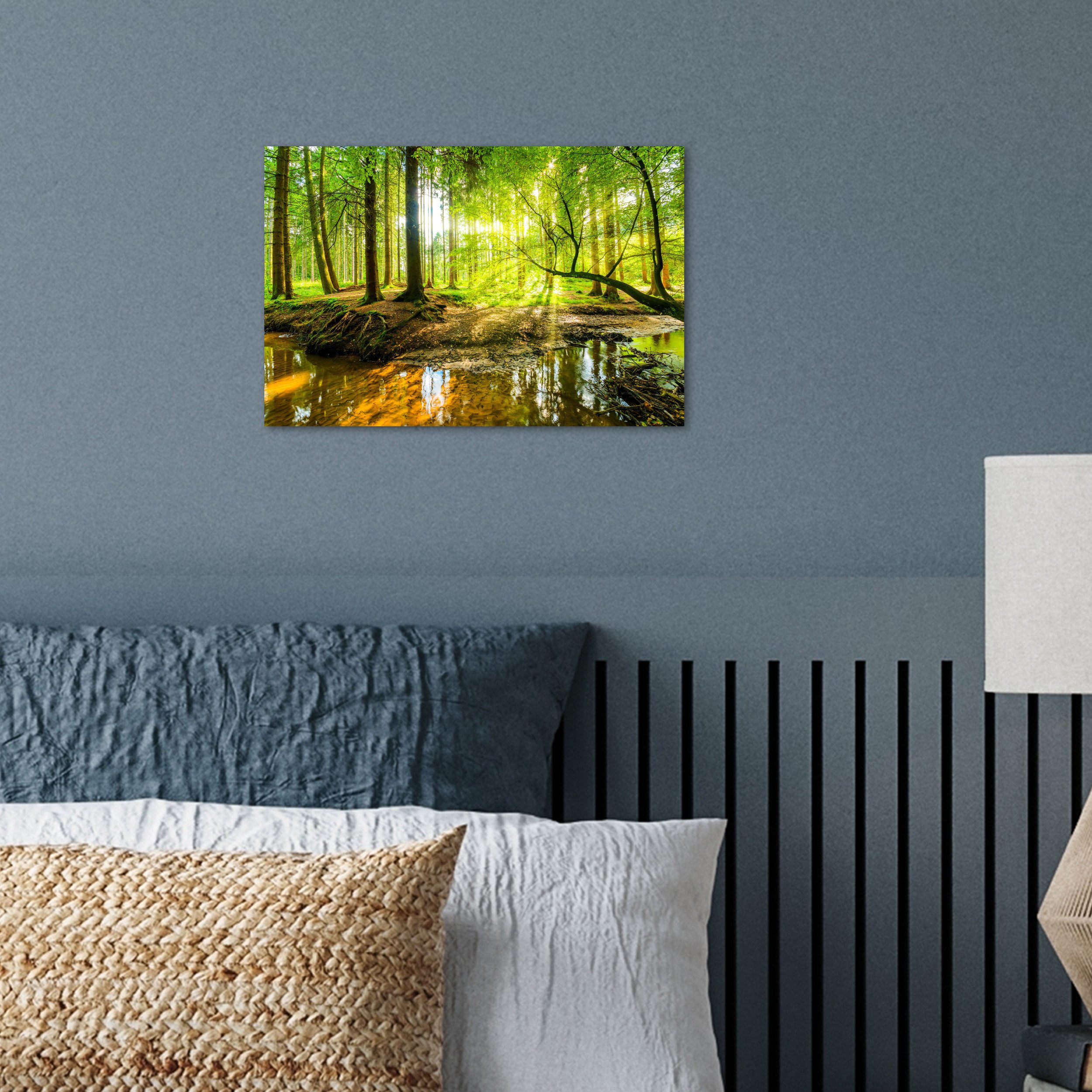 MuchoWow Poster Wald - Landschaft - Wasser - Bäume - Sonne - Grün - Natur, (1 St), Poster ohne Rahmen, Wandbild, Wandposter, 30x20 cm – Bild 4 von 5