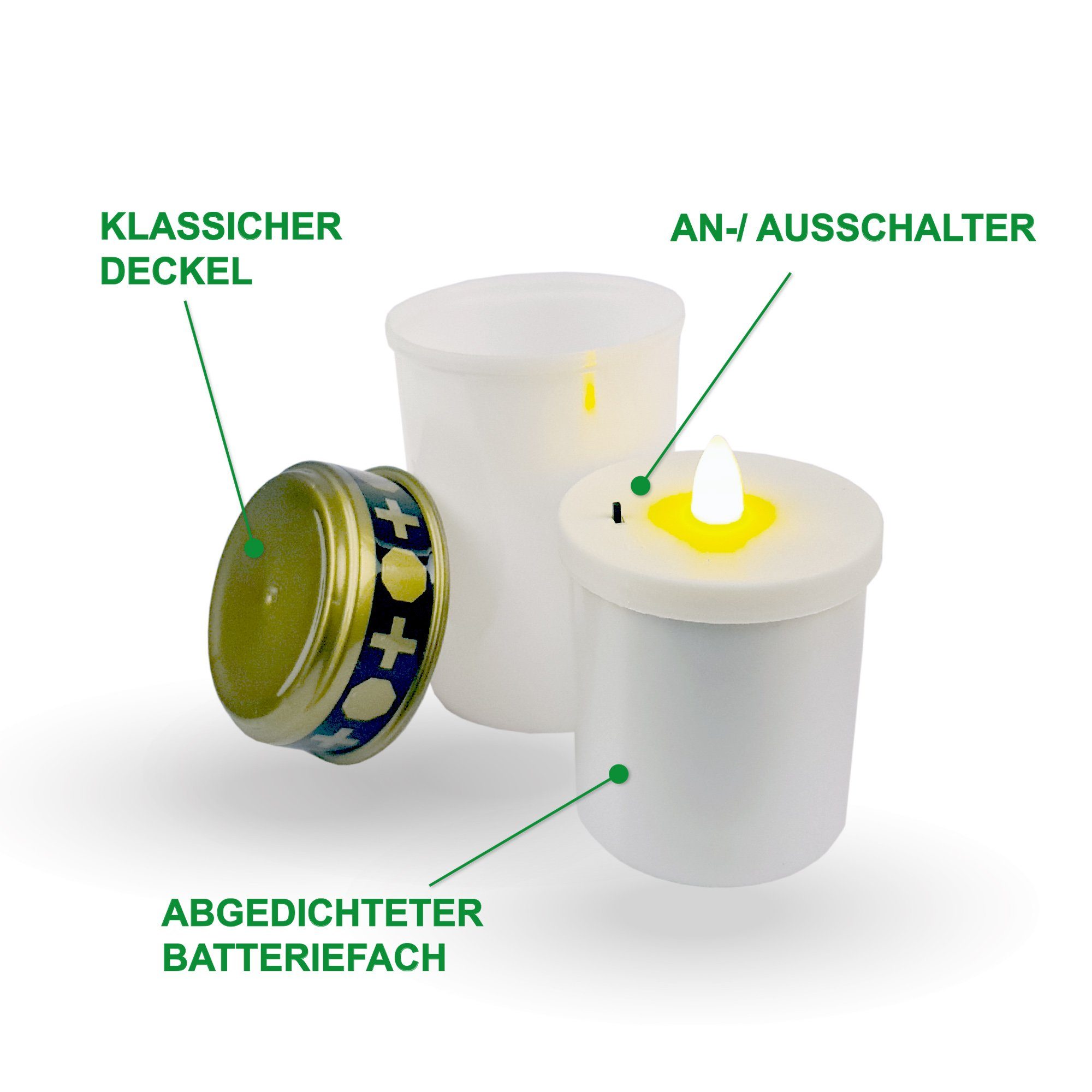 Bestlivings Grabkerze Grableuchte LED wetterfest (4-tlg), LED Grablicht mit günstig online kaufen