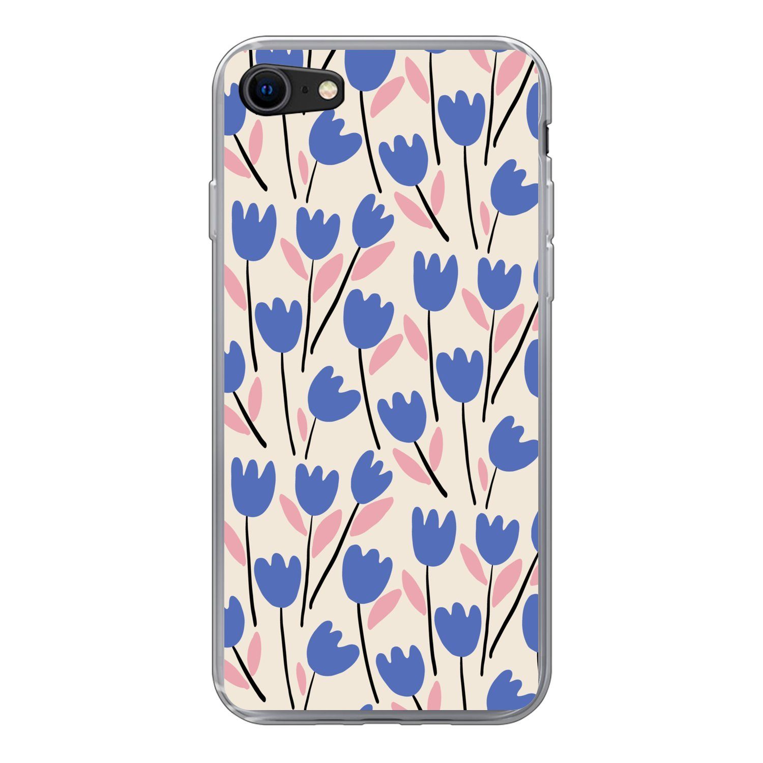 MuchoWow Handyhülle für Apple iPhone 7 Blume - Muster - Tulpe, Smartphone-Bumper, Print, Handy Schutzhülle Dünn