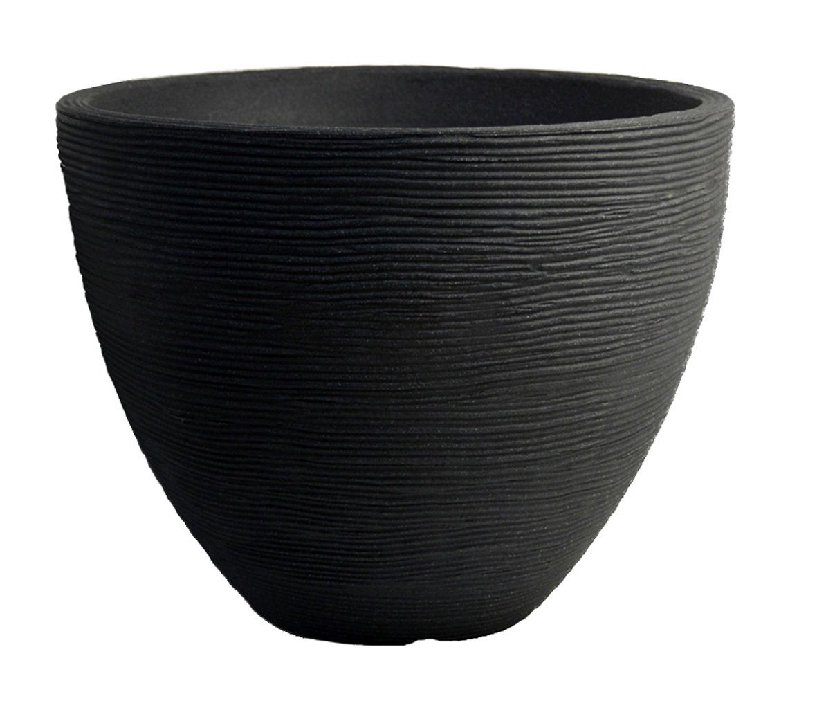 Spetebo Blumentopf Rillen Blumenkübel M rund 39 x 31 cm anthrazit (Stück, 1 günstig online kaufen