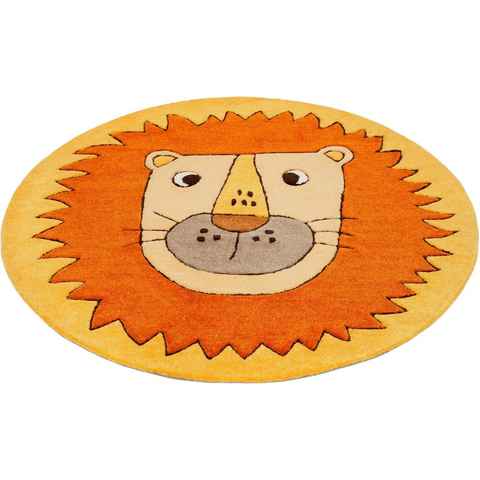 Kinderteppich Linus, SMART KIDS, rund, Höhe: 9 mm, Löwe Tiermotiv, Konturenschnitt