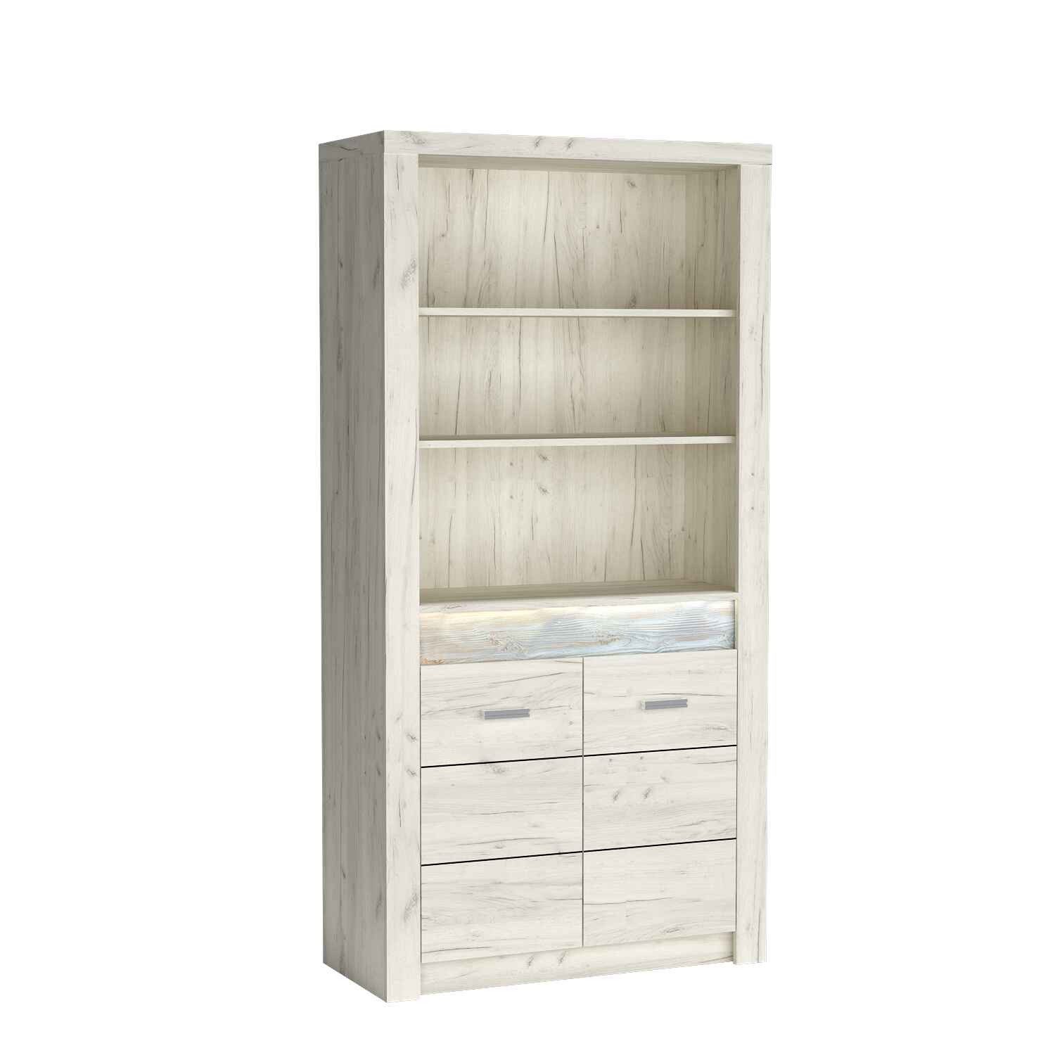 Masseno Bücherregal ZERI 192 x 96 cm Standregal Büroregal Bücherschrank Weißeiche