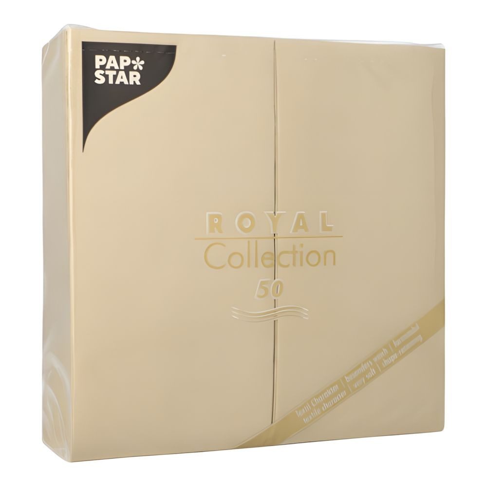 PAPSTAR Papierserviette Servietten ROYAL Collection 1/8-Falz 40 cm x 40 cm sand 50 Stk