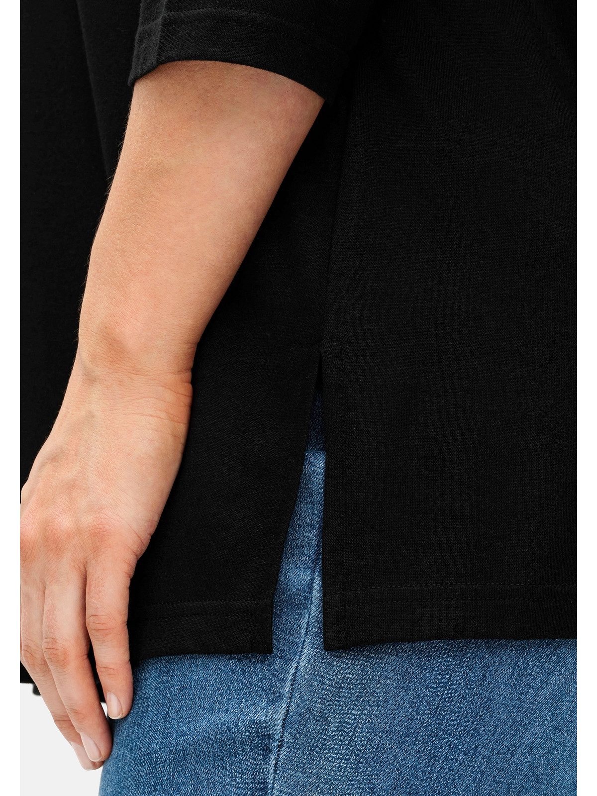 Sheego 3/4-Arm-Shirt Große Größen mit dezent glänzender Blende